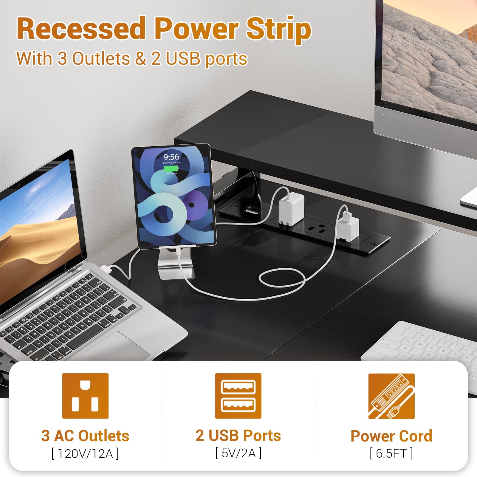 Aheaplus Reversible L-Shaped Computer Desk with File Drawer, Power Outlet & LED Strip - Home Office Gaming Desk with Monitor Shelf & Storage Shelves, Black - Perfect for Small Spaces, Work from Home & PC Gaming Setups