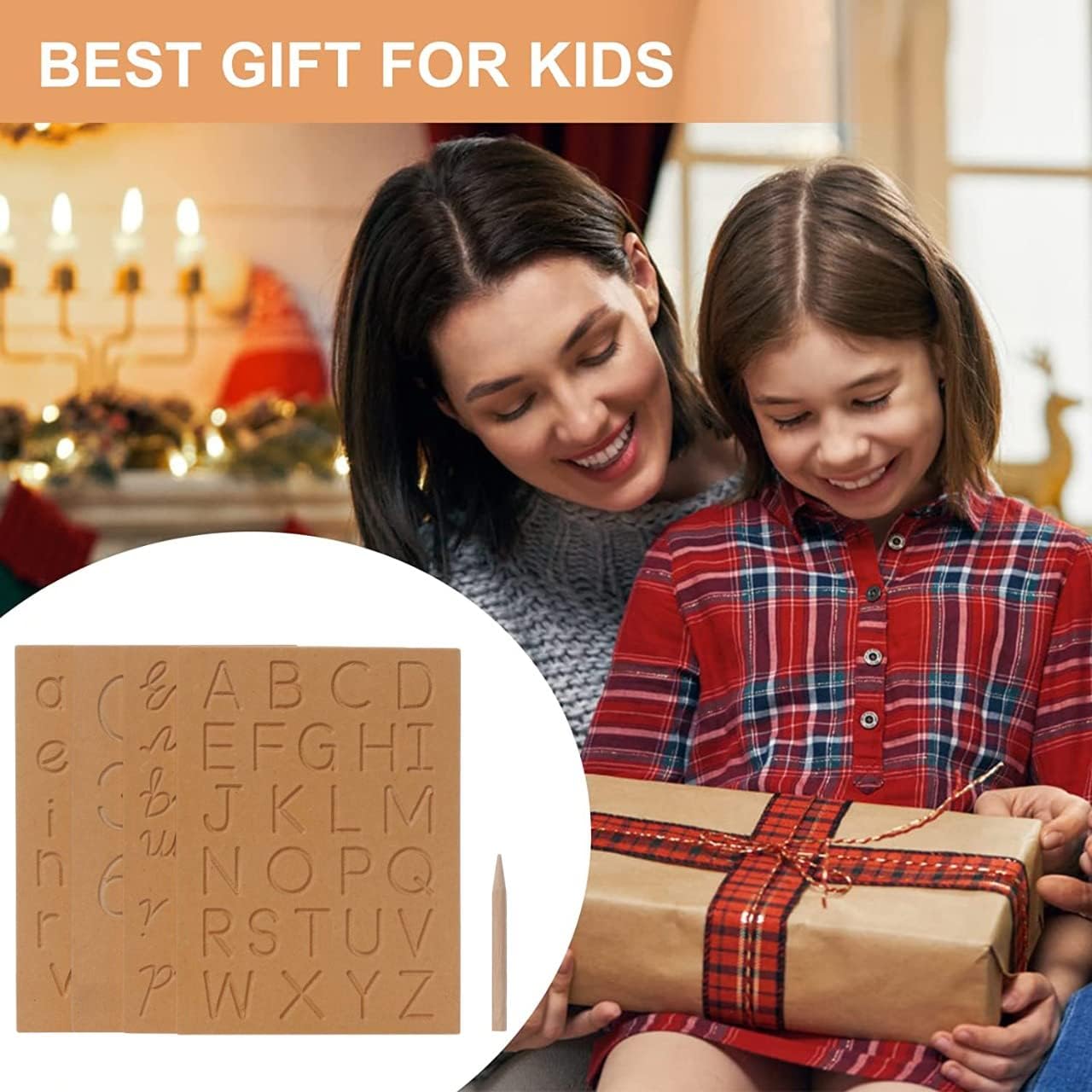 Revashree Kids Wooden Tracing Board - Prewriting Practice Slate with Pencil for Early Learning, Handwriting & Motor Skills Development - Cursive Pattern Educational Toy for Toddlers & Preschoolers - Perfect for Homeschooling & Montessori Classrooms (Set of 1)
