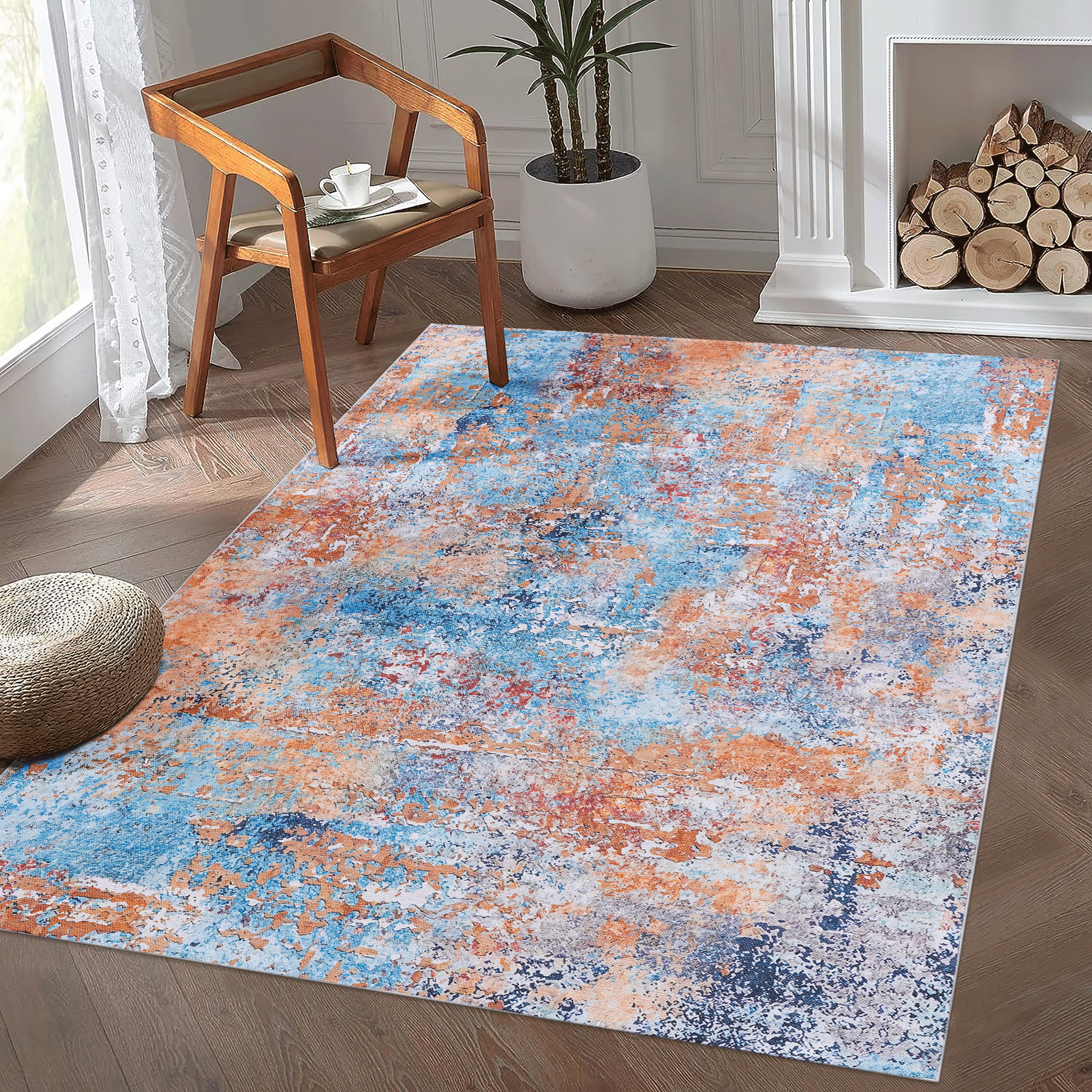 DTY Signature 6x9 Washable Low Pile Non-Slip Area Rug - Foldable, Non-Shedding, Kid & Pet Friendly - Perfect for Living Room, Bedroom, Kitchen, Dining Room - Ideal Housewarming Gift (Multi Color, 6' x 9') - Cozy Home Decor for Family Gatherings & Daily Comfort