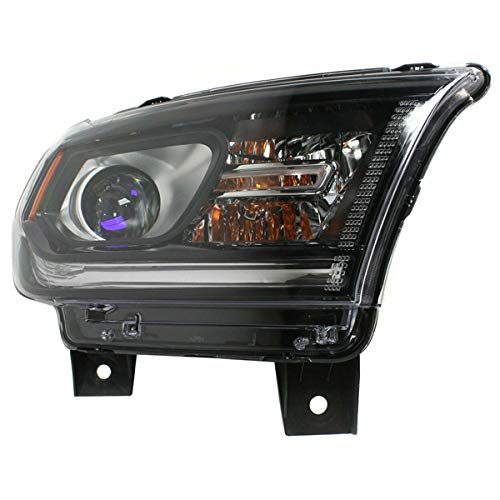 2014-2017 Dodge Durango Halogen Headlight Assembly - Right Passenger Side, Black Bezel with Bulb (Non-LED DRL) - Perfect for Replacement & Night Driving Safety