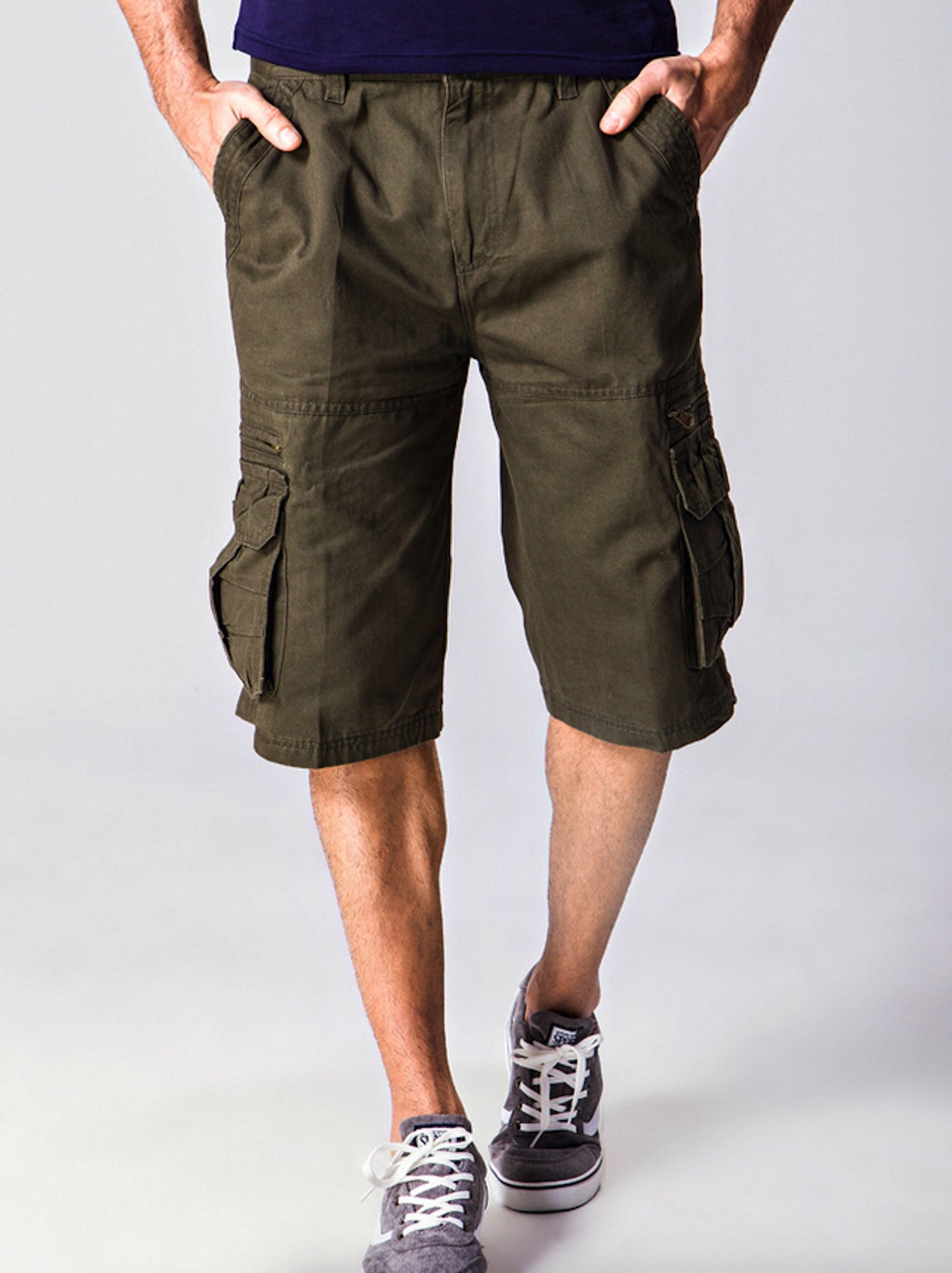 Men's Military Style Combat Cargo Shorts - Cotton Tactical Shorts with Multiple Pockets for Outdoor Hiking, Camping & Travel (Belt Not Included)