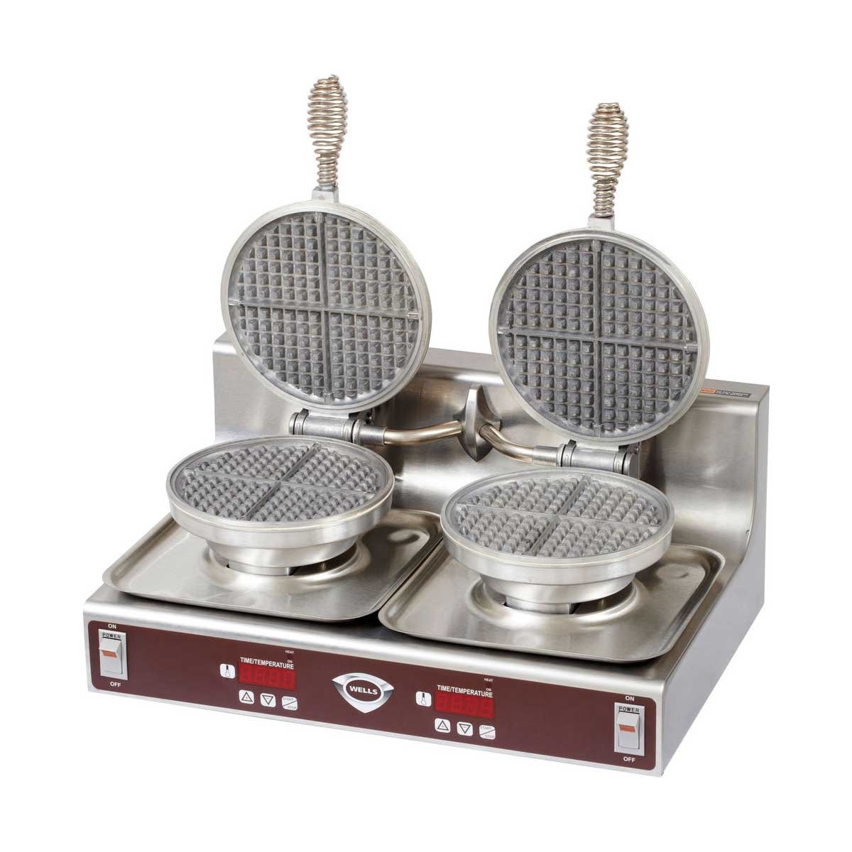 Wells WB-2E Commercial Double Round Waffle Maker - 120V Electric Waffle Iron for Restaurants, Cafes & Breakfast Buffets - Perfect for Belgian Waffles, Pancakes & Breakfast Sandwiches