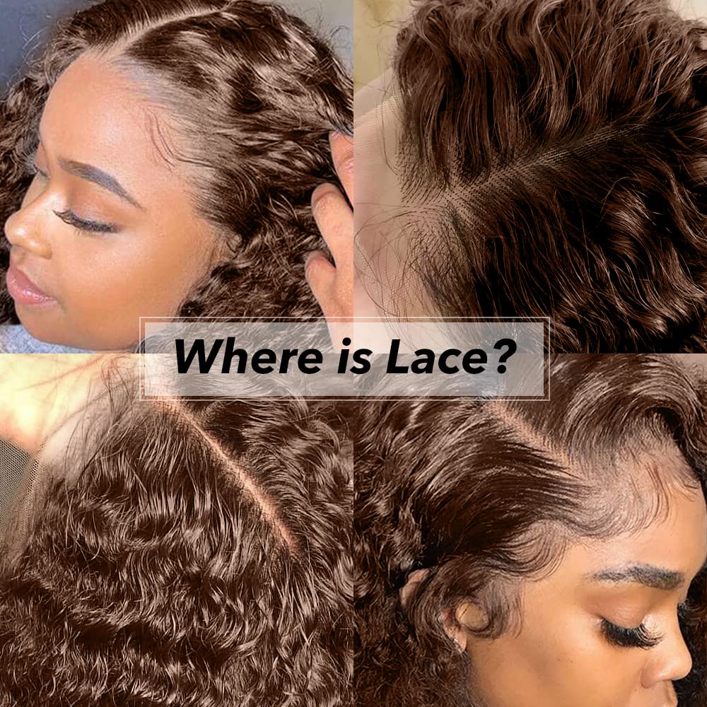 13x6 HD Transparent Lace Front Human Hair Wig - 200% Density Mongolian Curly Deep Auburn Brown with Baby Hair | Natural Chocolate Curly Lace Wig for Women | Perfect for Cosplay, Daily Wear & Special Occasions