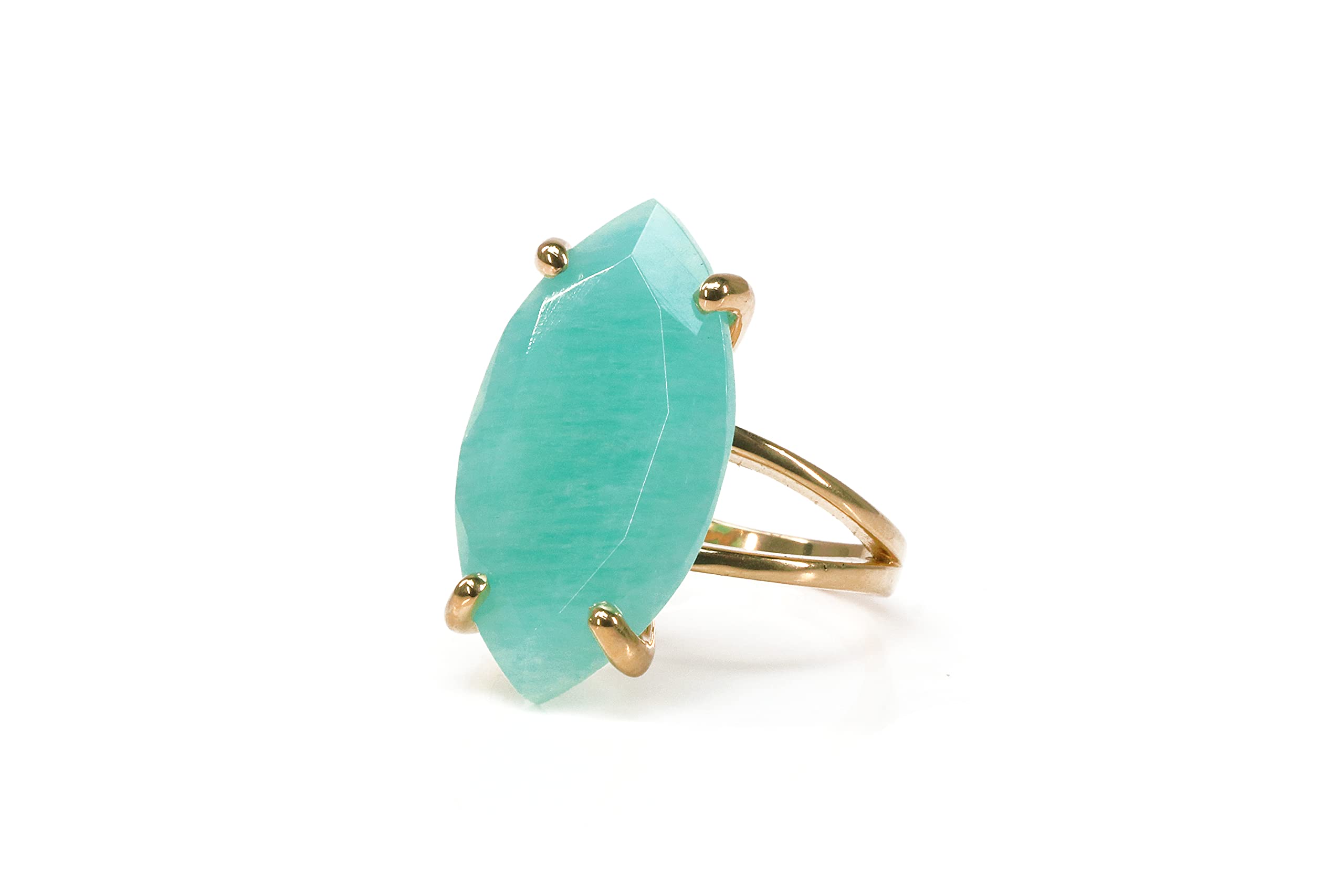Amazonite Rose Gold Marquise Ring for Women - Handmade Vintage Statement Jewelry - Custom Gemstone Ring Gift for Her (All Sizes) - Perfect for Weddings, Anniversaries & Special Occasions