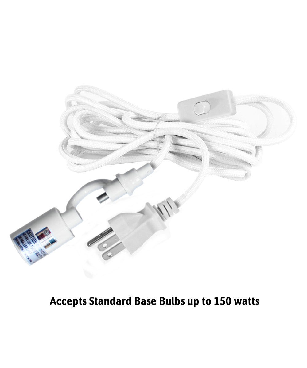 12W MAST Plug In Wall Mount Pendant Light with White Cord & Textured Drum Shade - Perfect for Bedroom, Living Room, and Dining Room Lighting