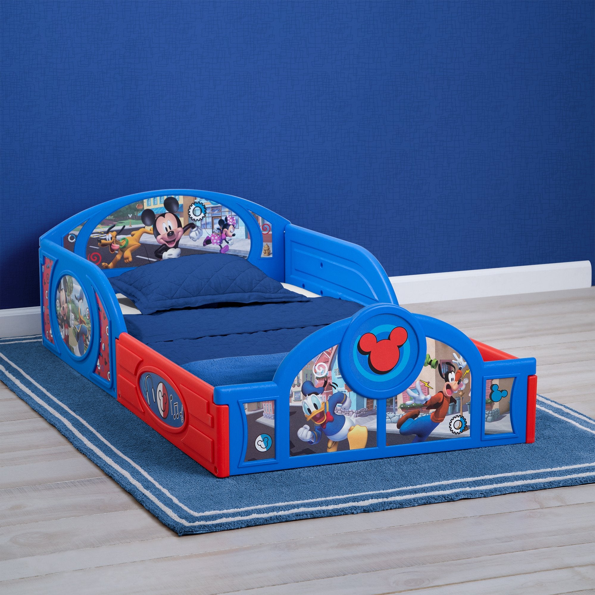 Mickey Mouse Toddler Bed - Plastic Sleep and Play Crib for Kids | Nursery Room Decor for Baby Boys & Girls | Perfect for Daytime Naps & Bedtime