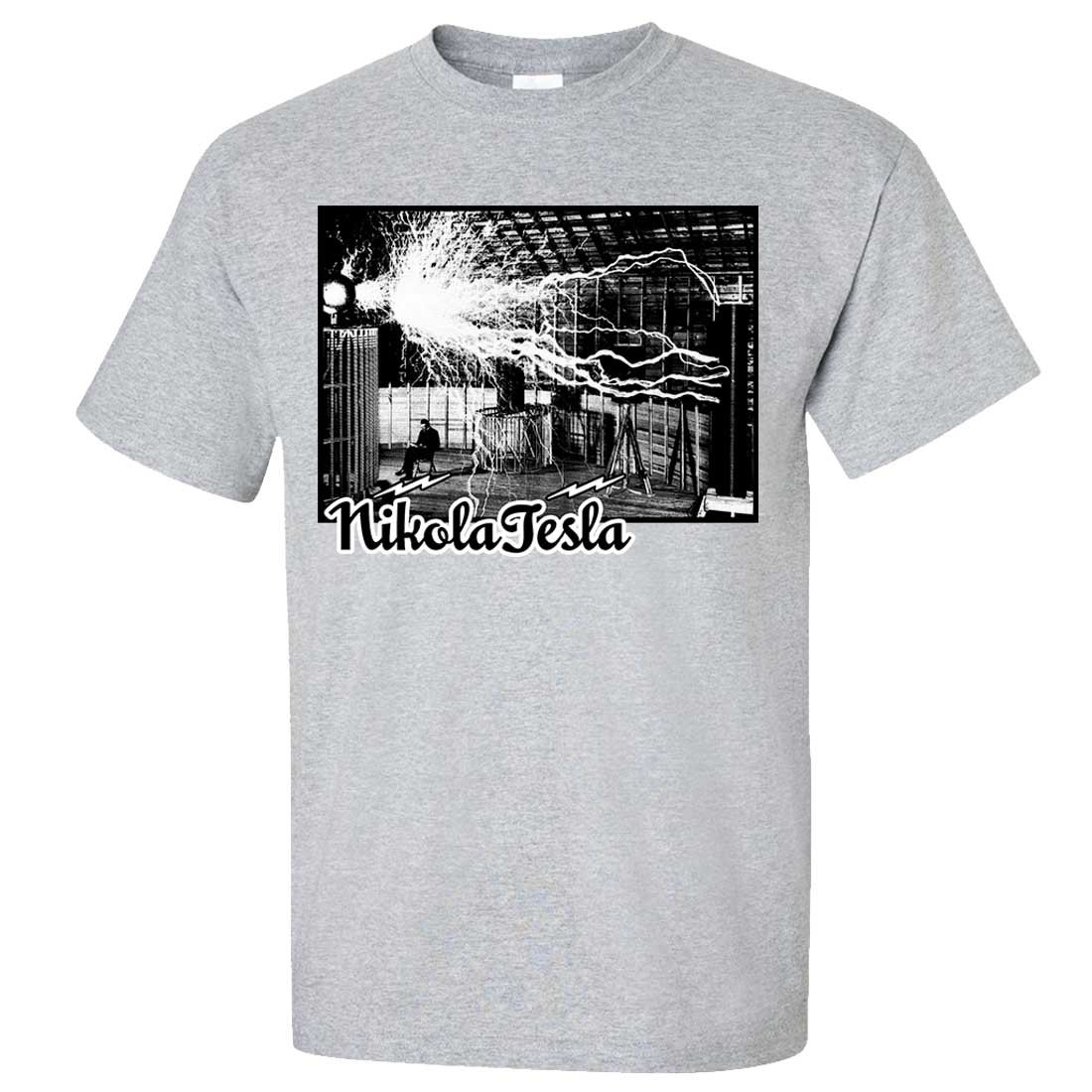 Tesla Coil Two-Tone T-Shirt for Men & Women | Science & Tech Graphic Tee | Perfect for STEM Events, Geek Fashion & Tesla Fans