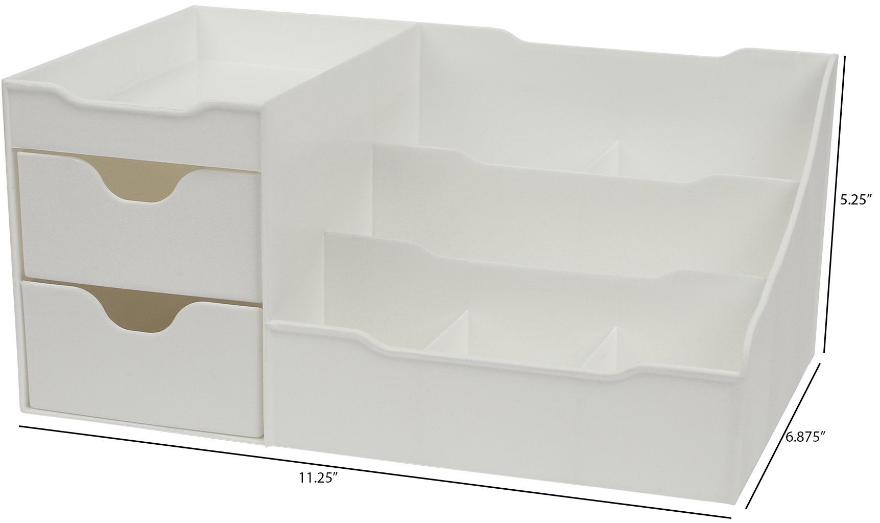 Mantello Cosmetic Storage Organizer - White Makeup Jewelry Organizer for Vanity, Bathroom Counter & Dresser - Perfect for Cosmetics, Jewelry & Hair Accessories Storage - Ideal for Home, Travel & Salon Use