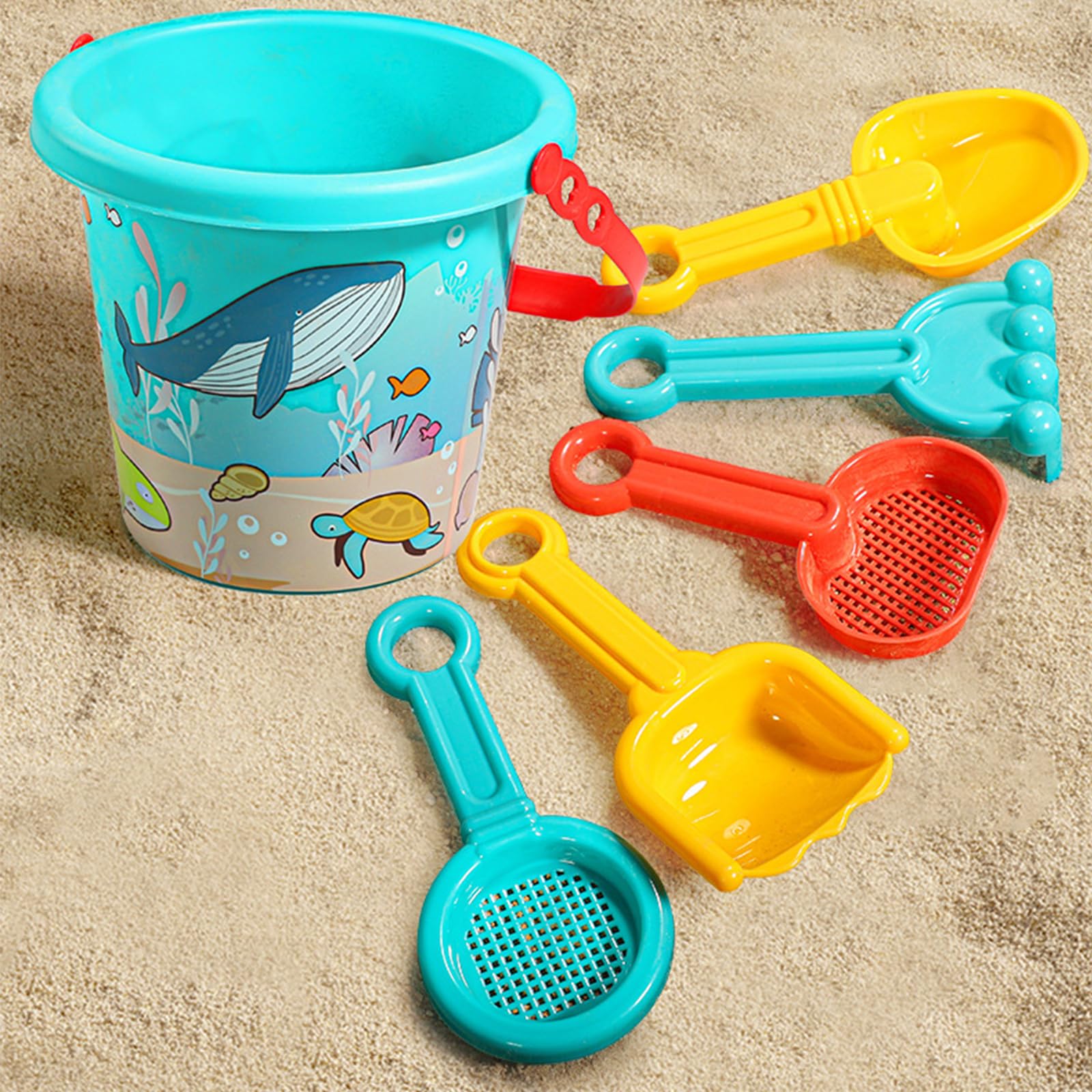 Xiuyer 32-Piece Beach Games Set - Plastic Sand Tray, Bucket, Shovel, Rake & Net Bag for Kids - Fun Outdoor Beach Toys for Children's Sandcastle Building & Summer Beach Activities