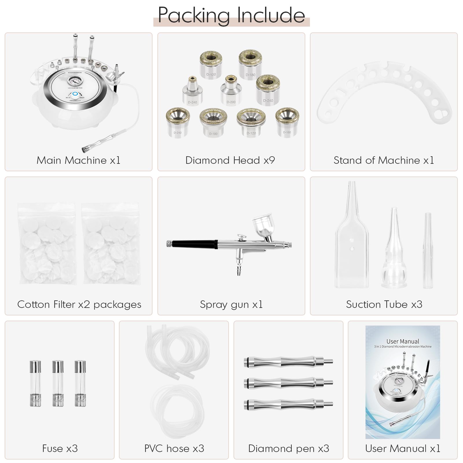 TwoWin 3-in-1 Diamond Facial Machine for Professional Skin Care - Powerful 65-68cmHg Suction Device for Face & Neck Rejuvenation | Salon & Home Use for Blackhead Removal, Wrinkle Reduction & Skin Tightening