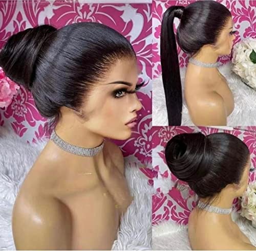 360 Lace Front Wigs Human Hair for Black Women - Glueless Brazilian Long Straight Wig with Baby Hair | 360 Full Lace Human Hair Wigs in Natural Black | Pre-Plucked Hairline & Bleached Knots | 180% Density by YOKADA HAIR (24 Inch) | Perfect for Daily Wear, Parties, Cosplay & Special Occasions