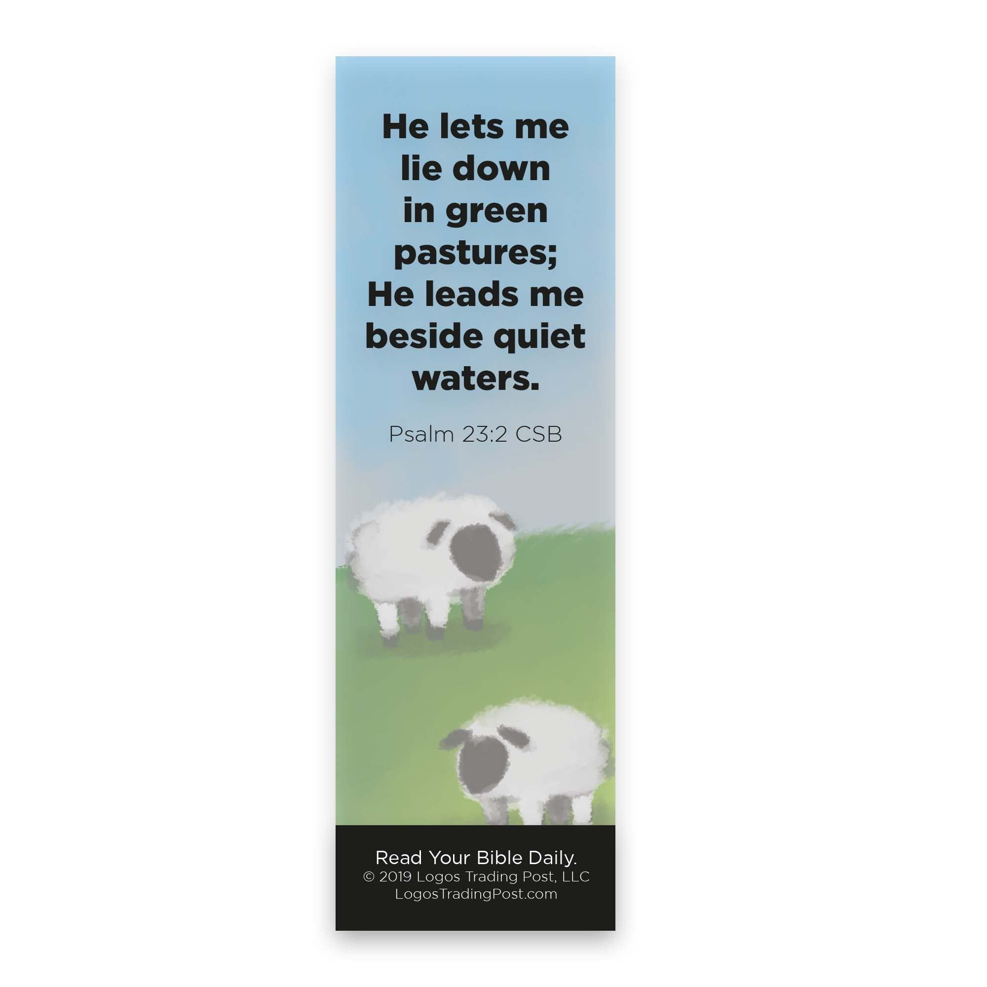 Bulk Pack of 25 Christian Bookmarks for Kids - Jesus is My Shepherd Psalm 23:2 Bible Verse Book Markers, Sunday School Prizes & Scripture Gifts for Children & Youth - Perfect for Church Events, Bible Study Rewards & Religious Education
