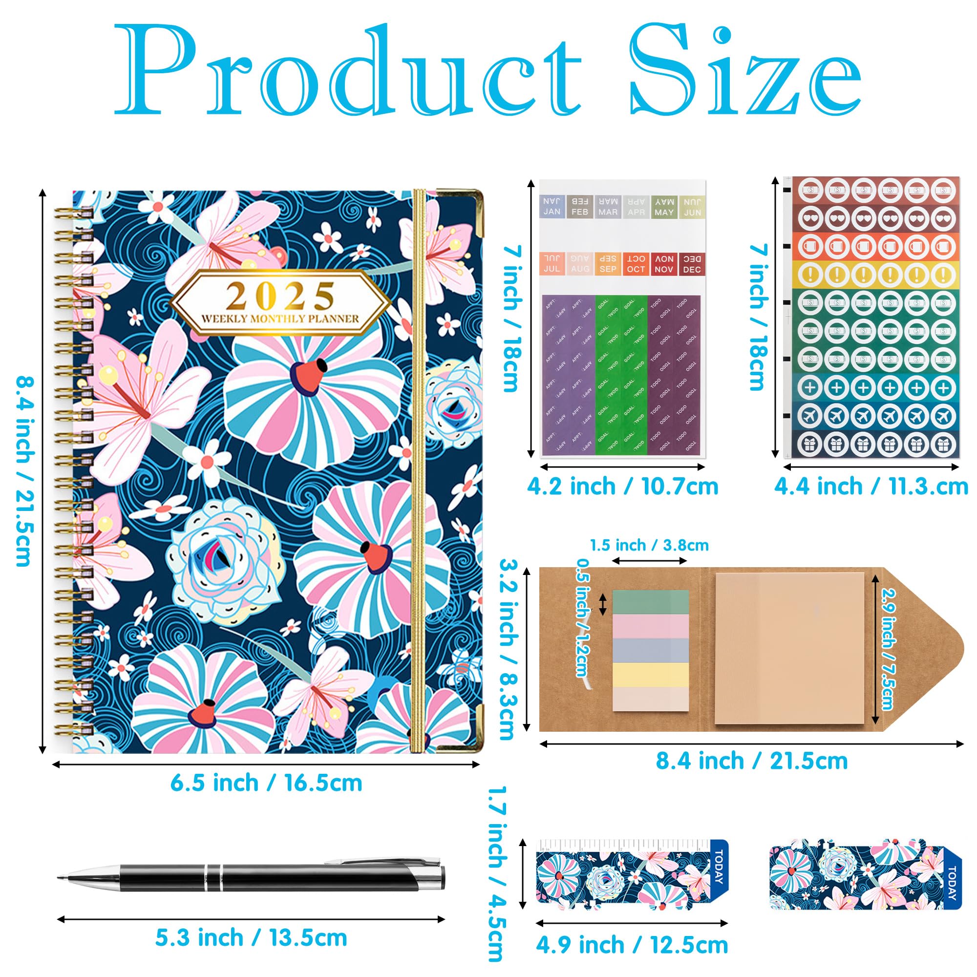 2025 Planner Gift Set - 12-Month Daily Weekly Monthly Organizer Notebook 8.4