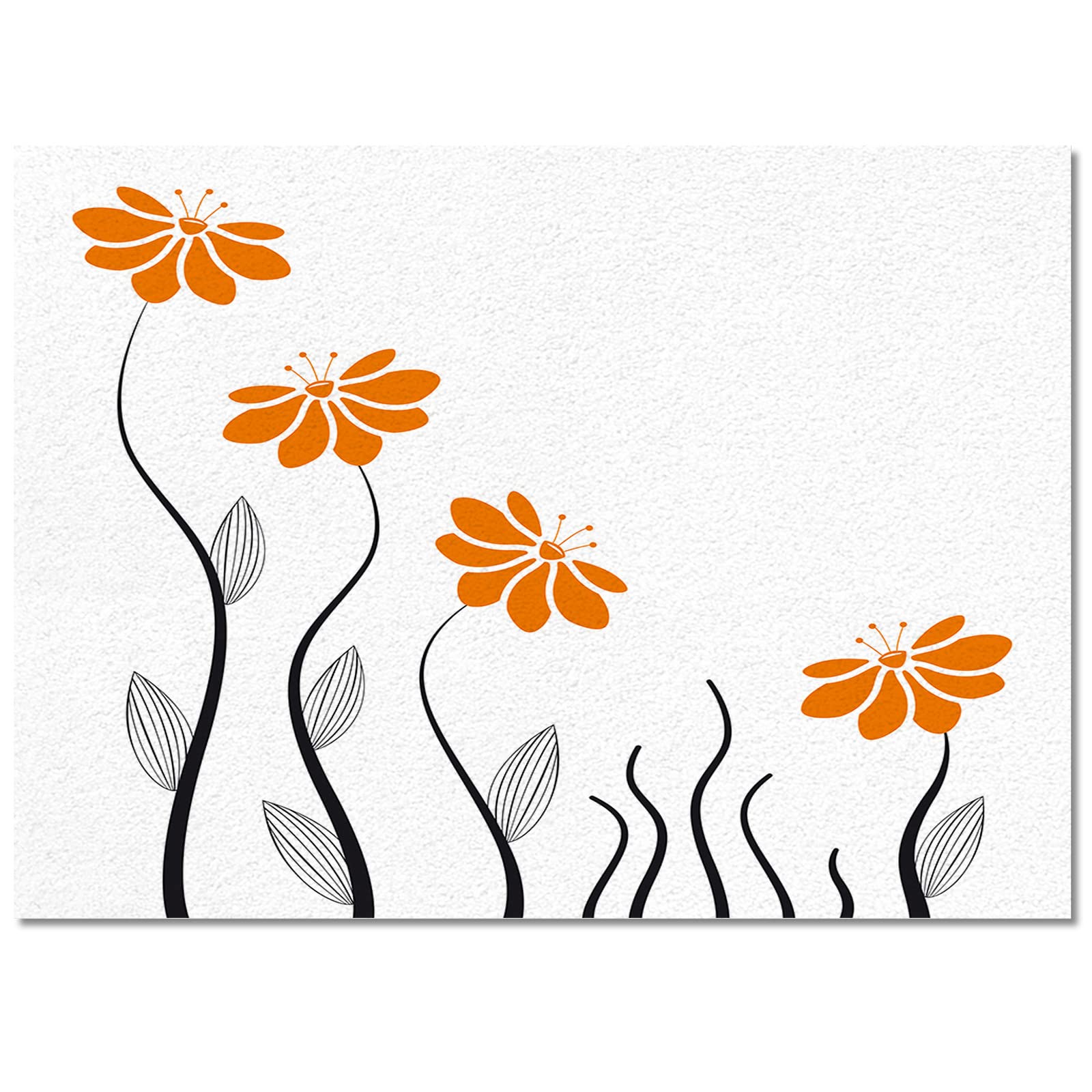 5'x8' Washable Area Runner Rug - Orange Aqua Floral Striped Leaves Modern Geometric Print for Kitchen, Living Room, Bathroom, Bedroom | Non-Slip Bath Mat Perfect for Homes with Pets & Kids