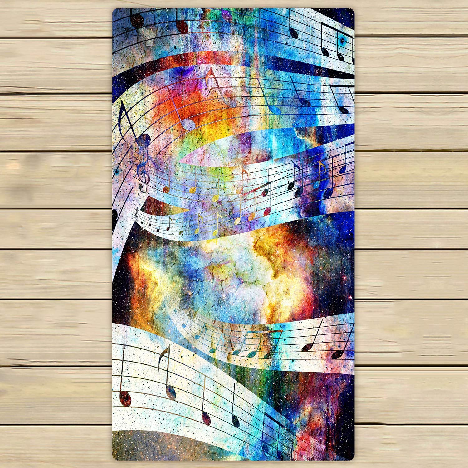 ECZJNT Abstract Music Note Space Stars Colorful Beach Bath Towels - 30x56 Inch Large Shower Towel for Home, Spa, Pool, Outdoor & Travel - Soft, Absorbent & Quick-Drying