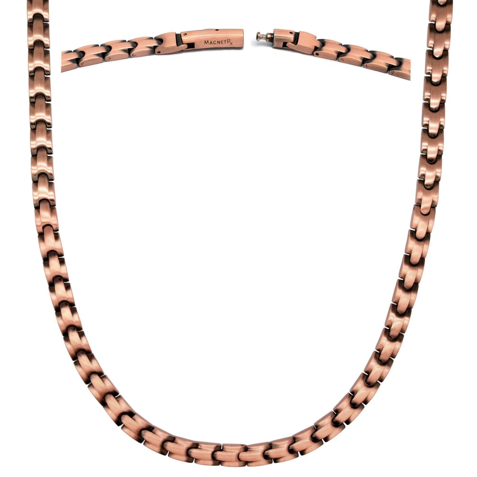 MagnetRX® Copper Magnetic Therapy Necklace - Ultra Strength Pain Relief Necklace for Neck, Shoulder & Back Pain - 99.9% Pure Copper Healing Jewelry with Magnets (19.25 Inches, Classic Style) - Perfect for Arthritis Sufferers, Athletes & Office Workers