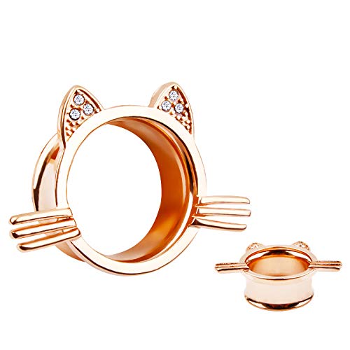 3 Pairs Stainless Steel Ear Gauges Plugs Tunnels - Cute Cat Shape Ear Stretchers for Piercing Jewelry | Perfect for Body Modification, Punk Fashion & Self-Expression