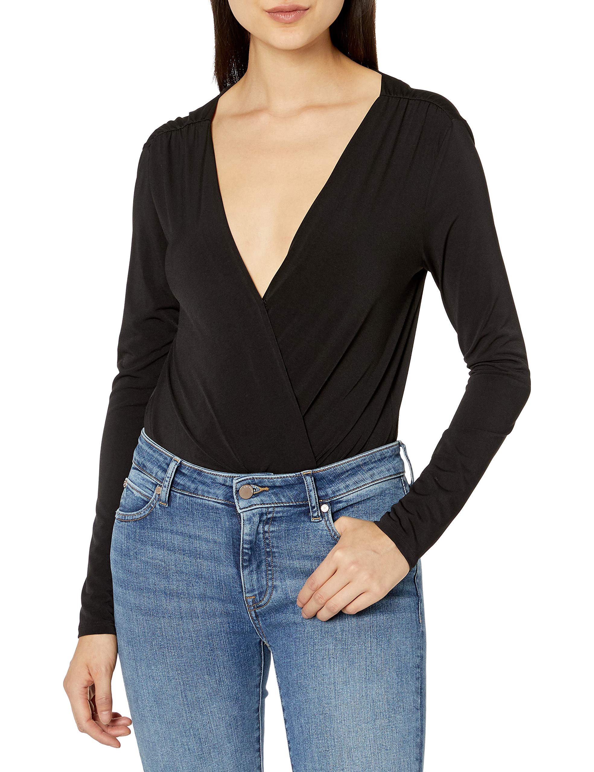 BCBGeneration Women's Long Sleeve Bodysuit - Stretchy Comfortable Basic Top for Layering, Work & Casual Outfits
