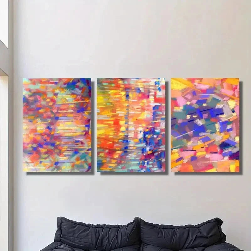 3Pcs Abstract Colorful Texture Art Metal Prints - Ready to Hang Wall Decor for Living Room, Bedroom & Office - Modern Home & Office Wall Art Decorations