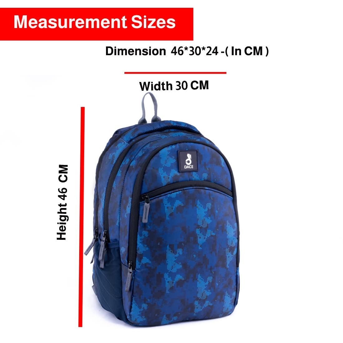 Dace Blue Printed Waterproof Laptop Backpack - 15.6 Inch Casual Business Travel Backpack for Men & Women, Lightweight College School Bag with USB Charging Port, Perfect for Office, Work, Commuting & Daily Use