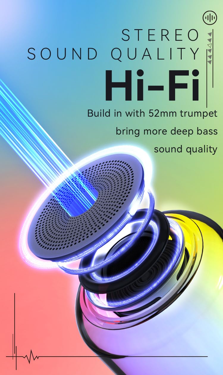 Premium Aura-Sync RGB Surround Sound Speaker with Deep Bass - Wireless Bluetooth Speaker for Home Theater, Gaming, and Party Music (Black)