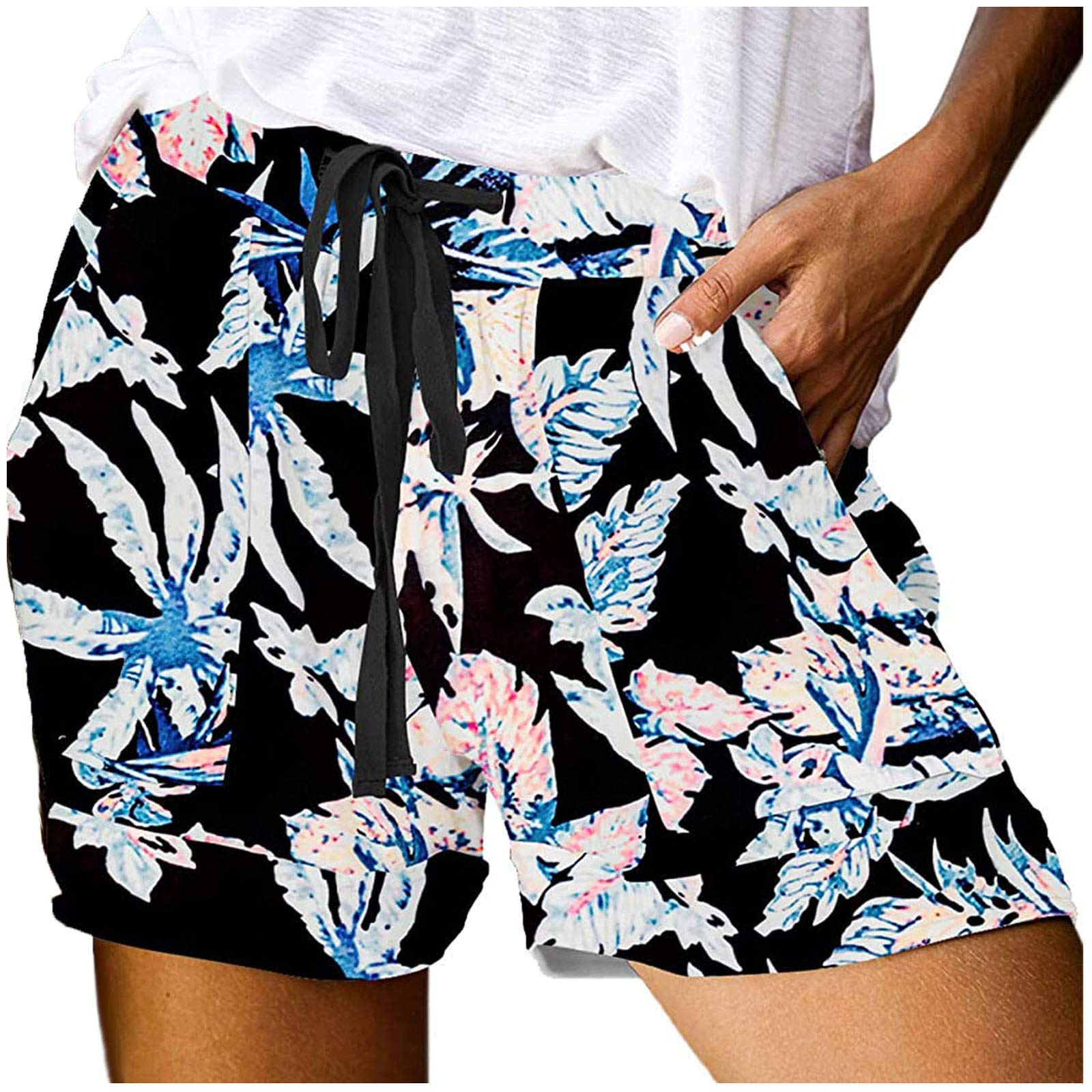 Women's Fashion Printed Comfortable Drawstring Elastic Waist Loose Leg Shorts for Summer, Yoga, Travel & Lounge Wear