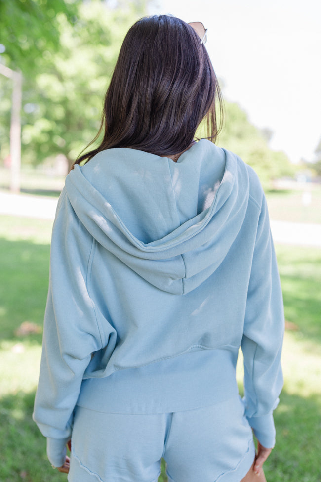 Learn As You Go Blue Acid Wash Quarter Zip Pullover - Stylish & Comfortable for Outdoor Activities, Casual Wear & Travel - FINAL SALE