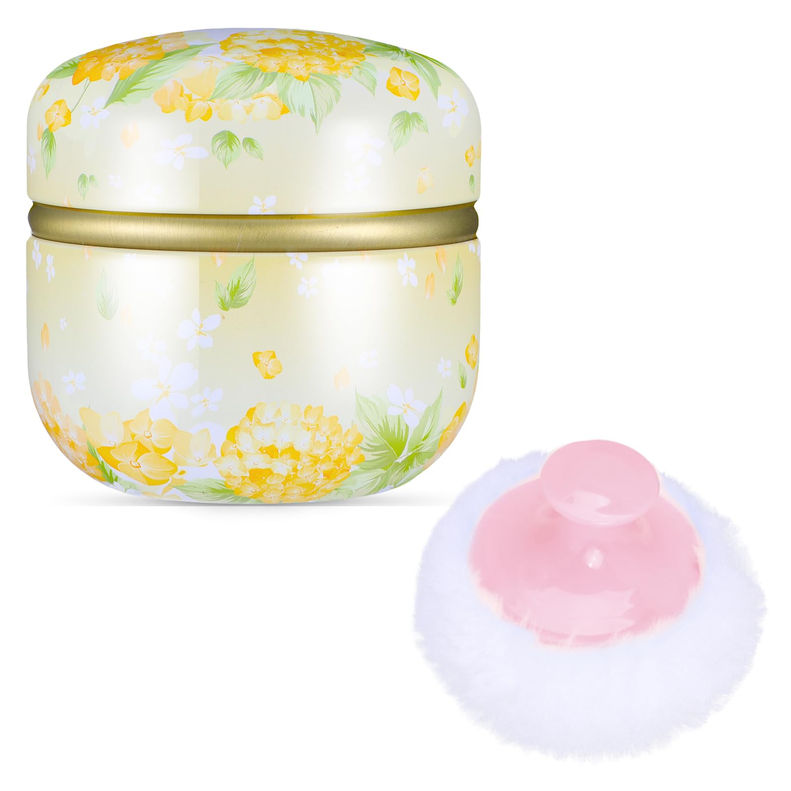 Premium Soft Powder Case with Puff - Portable Loose Powder Container with Lid | Travel-Friendly Dusting Powder Box for Women | Perfect for Home, Bath & On-The-Go Makeup Touchups (Yellow)