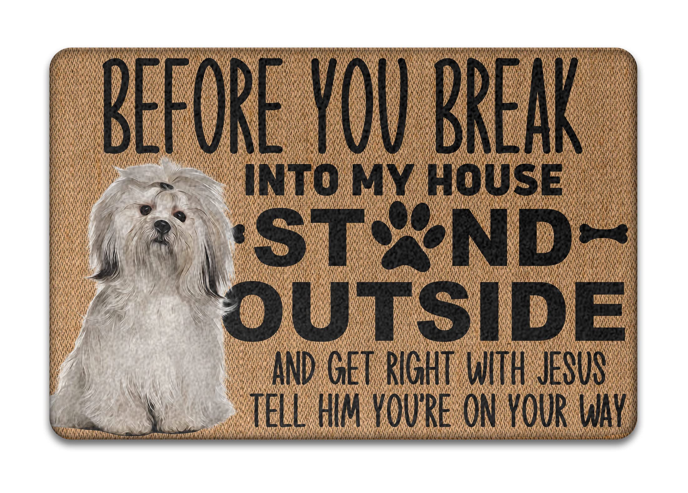 Rustic Welcome Doormat for Pet Owners - Lhasa Apso Design Non-Slip Outdoor Entry Mat, Durable Front Door Mat for Dog Lovers - Perfect for Home Decor, Porch, and Front Entryway