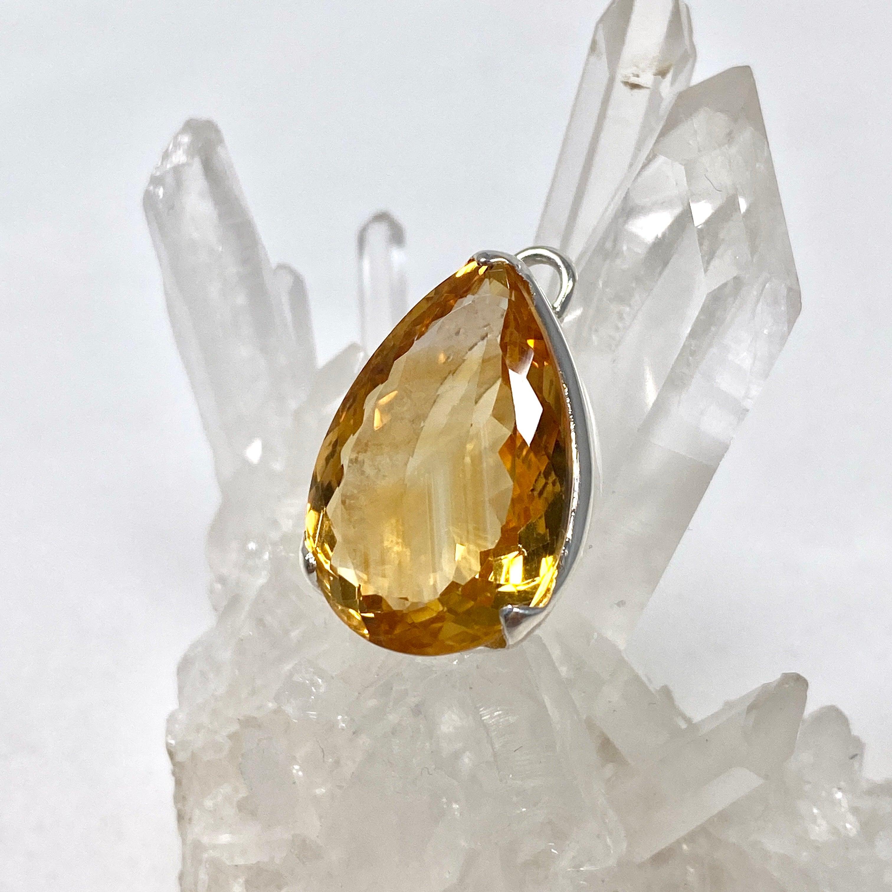 Natural Citrine Faceted Teardrop Pendant Necklace - 925 Sterling Silver Jewelry Gift for Women - Perfect for Birthday, Anniversary & Special Occasions