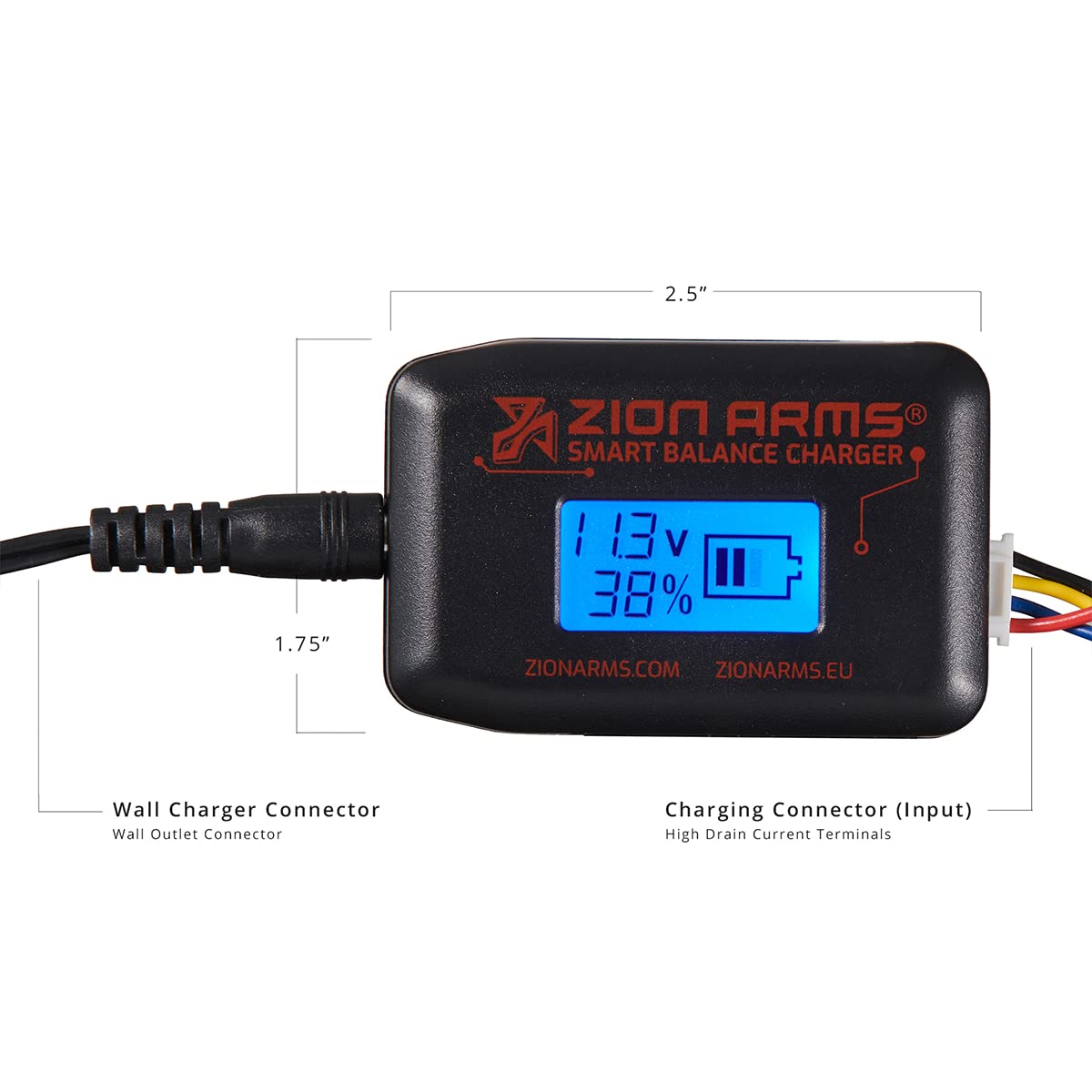 Zion Arms LCD Universal Lipo Airsoft Battery Balancer Charger for RC Cars, Drones, and Airsoft Guns - Fast & Safe Charging Solution
