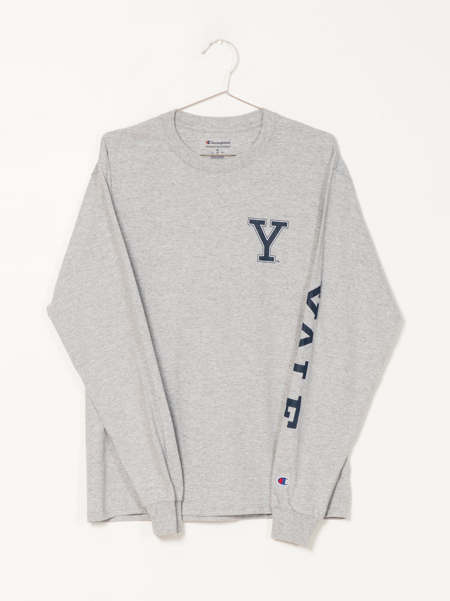 Champion Yale Long Sleeve University T-Shirt - Vintage College Style Cotton Tee for Men & Women - Perfect for Campus Wear, Game Day & Casual Outfits