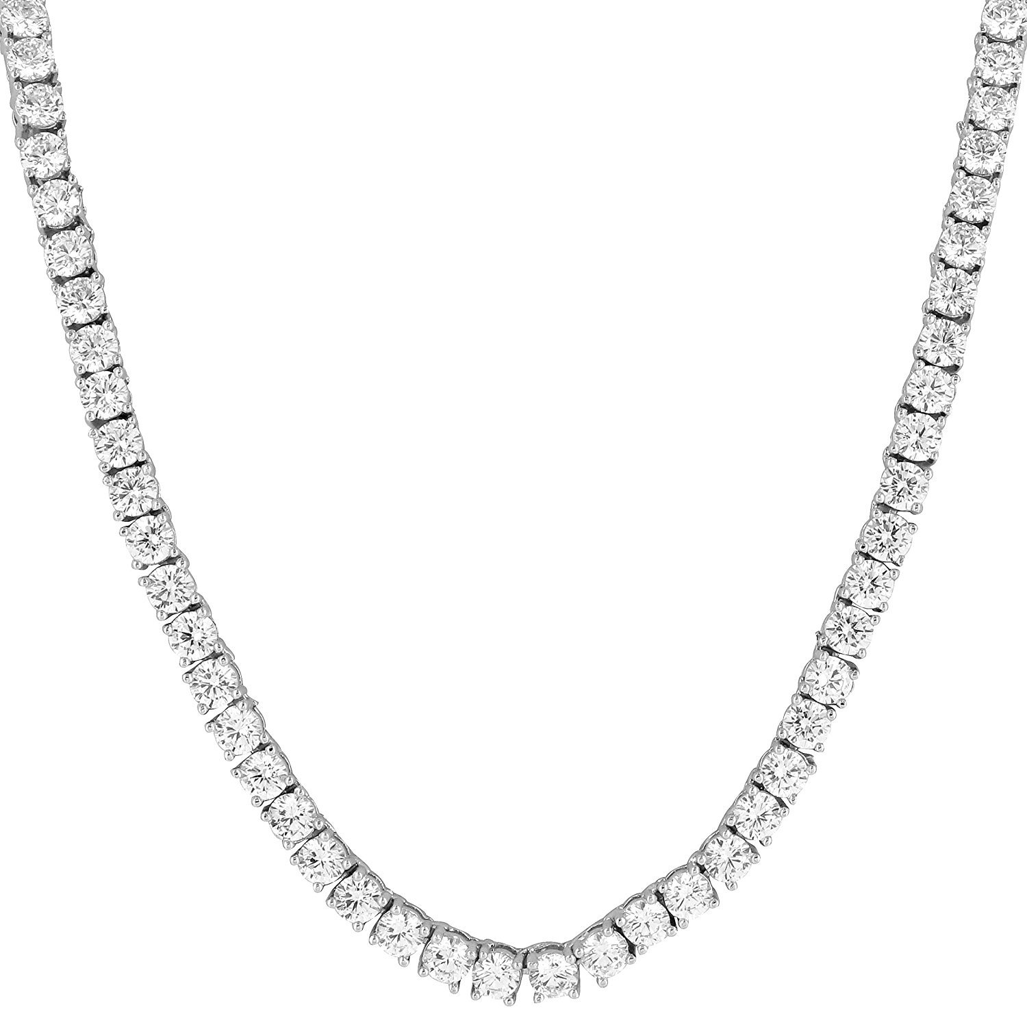 4mm Real 925 Sterling Silver Men's Tennis Chain with Iced Out Cubic Zirconia Catholic Cross Pendant - Durable Jewelry for Everyday Wear & Special Occasions