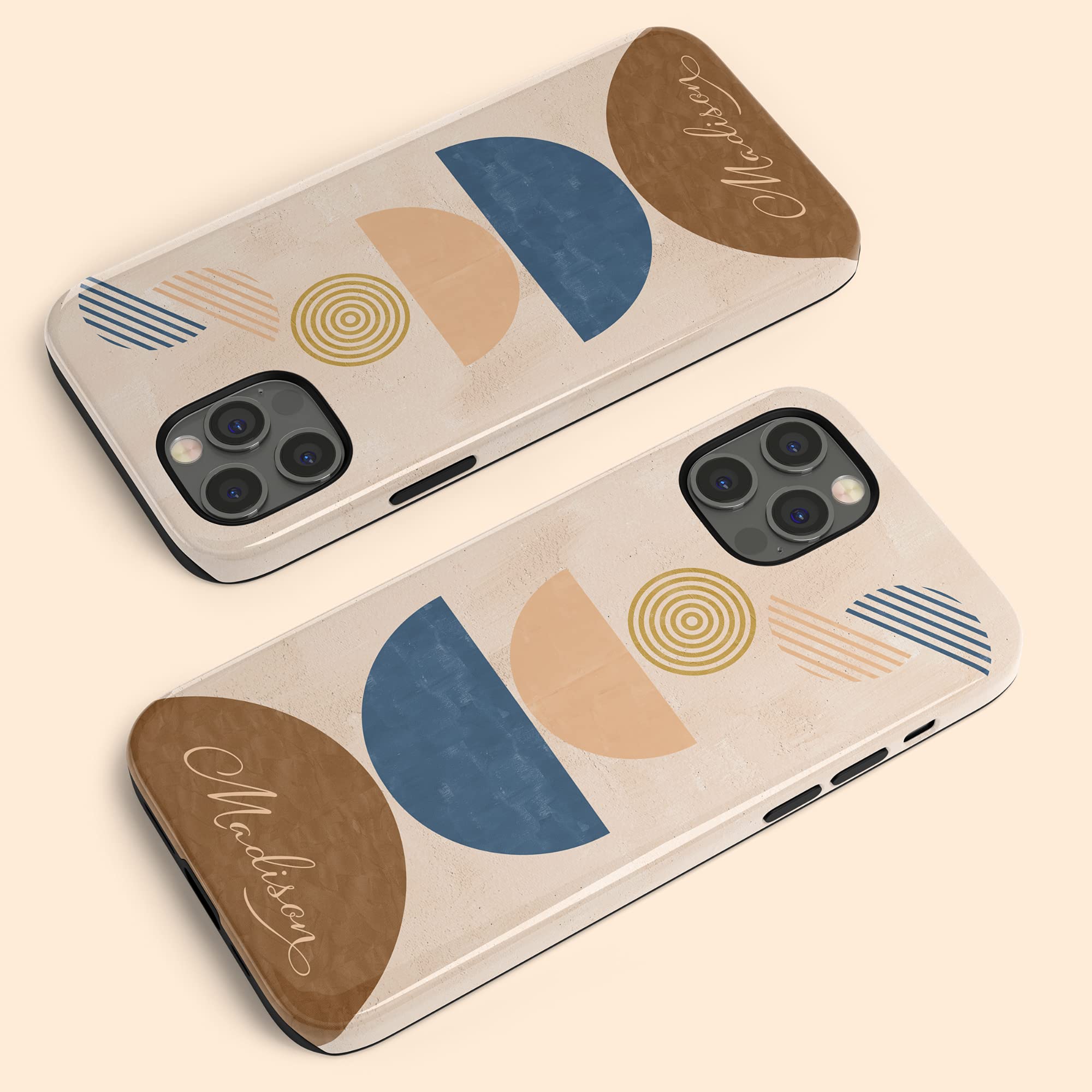 Custom Modern Abstract Phone Case - Personalized Name Design for iPhone 16 Plus/15 Pro Max/14/13 Mini/12/11/X/XS Max/XR/7/8 - Trendy Pink Protective Cover - Perfect for Everyday Use, Gifts & Fashion Accessories