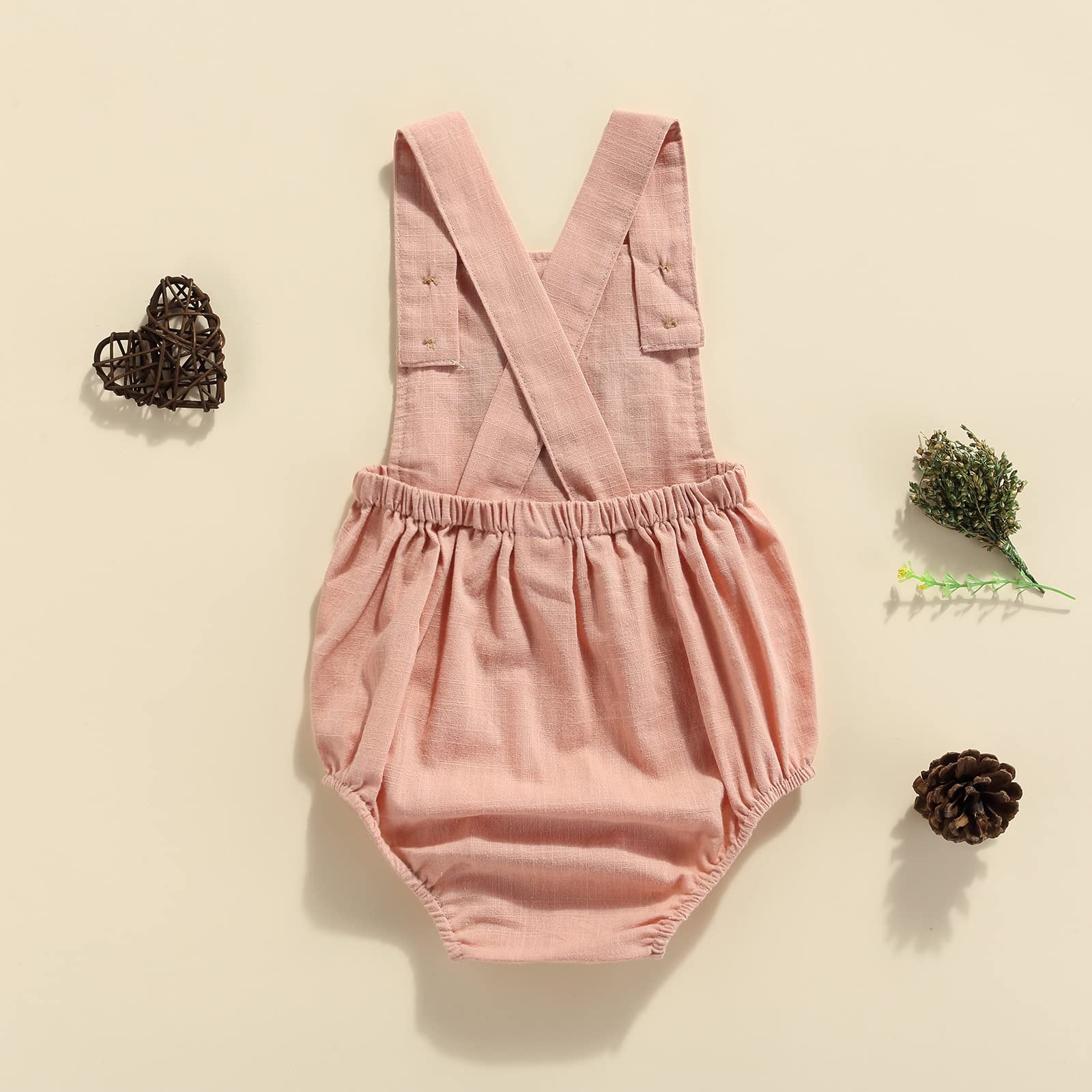 MERSARIPHY Boho Baby Girl Clothes - Cotton Linen Romper with Adjustable Straps, Newborn Bodysuit Tops for Summer - Perfect for Outdoor Play, Beach Trips & Photo Shoots