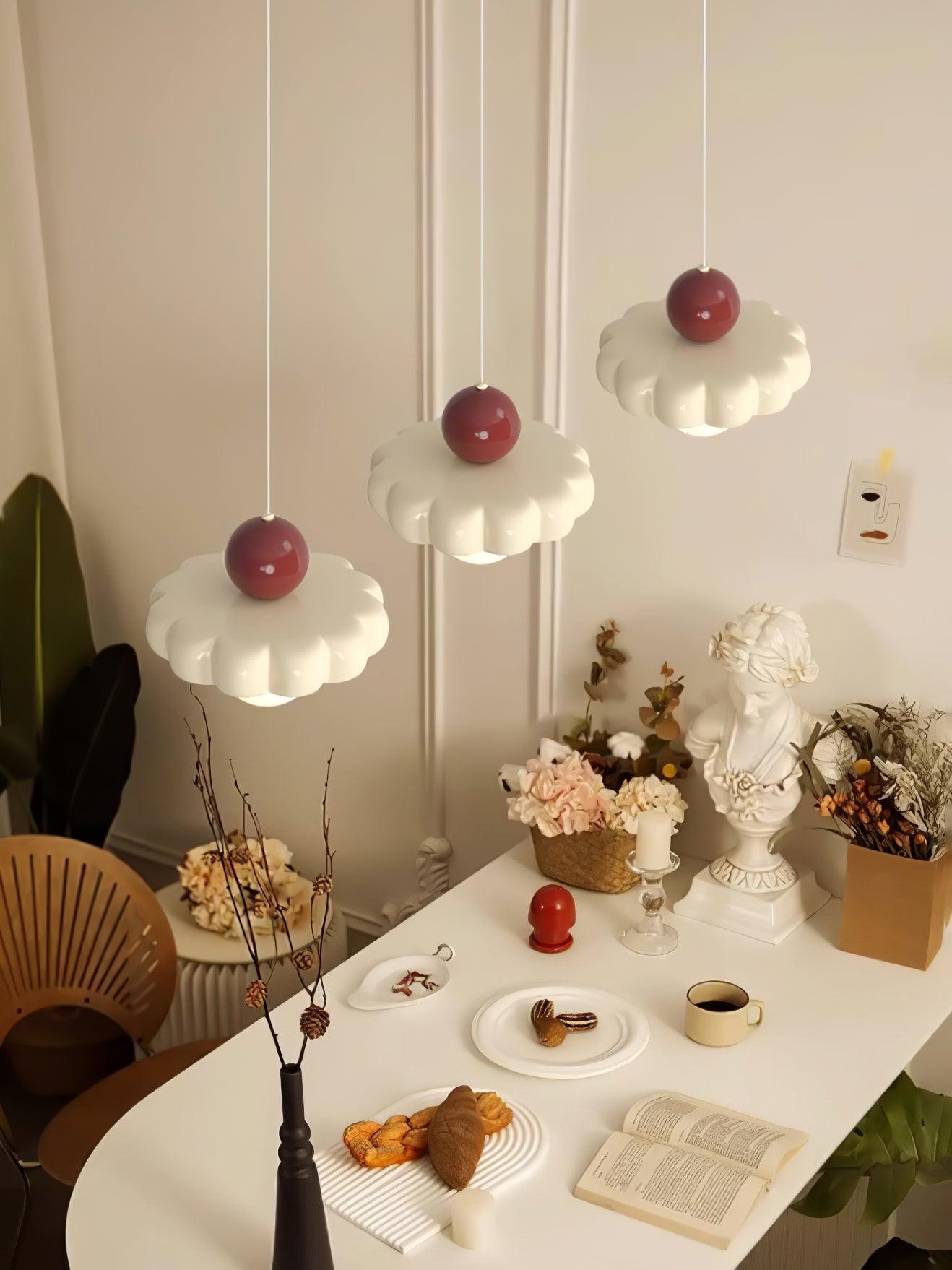 Modern Cream Cloud Pendant Light - Soft Glow Hanging Chandelier for Bedroom, Living Room & Dining Room Decor | Boho Scandinavian Style Ceiling Fixture