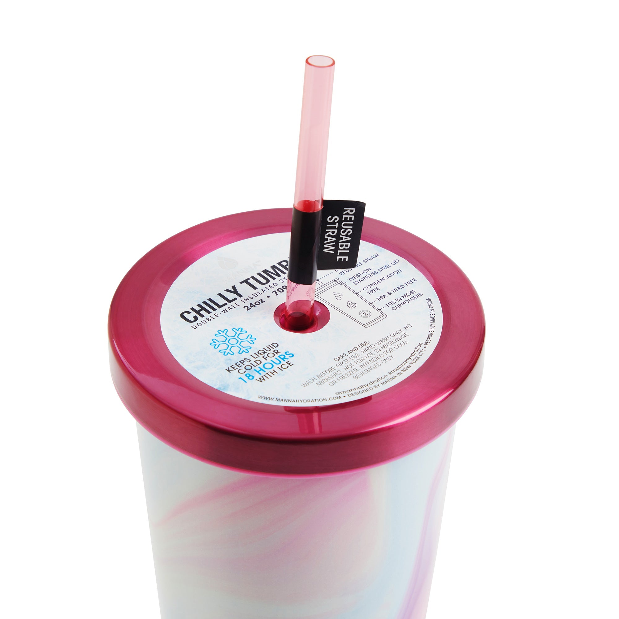 24 oz Marble Chilly Tumbler - Insulated Stainless Steel Water Bottle with Lid & Straw - Perfect for Travel, Gym, and Office Use