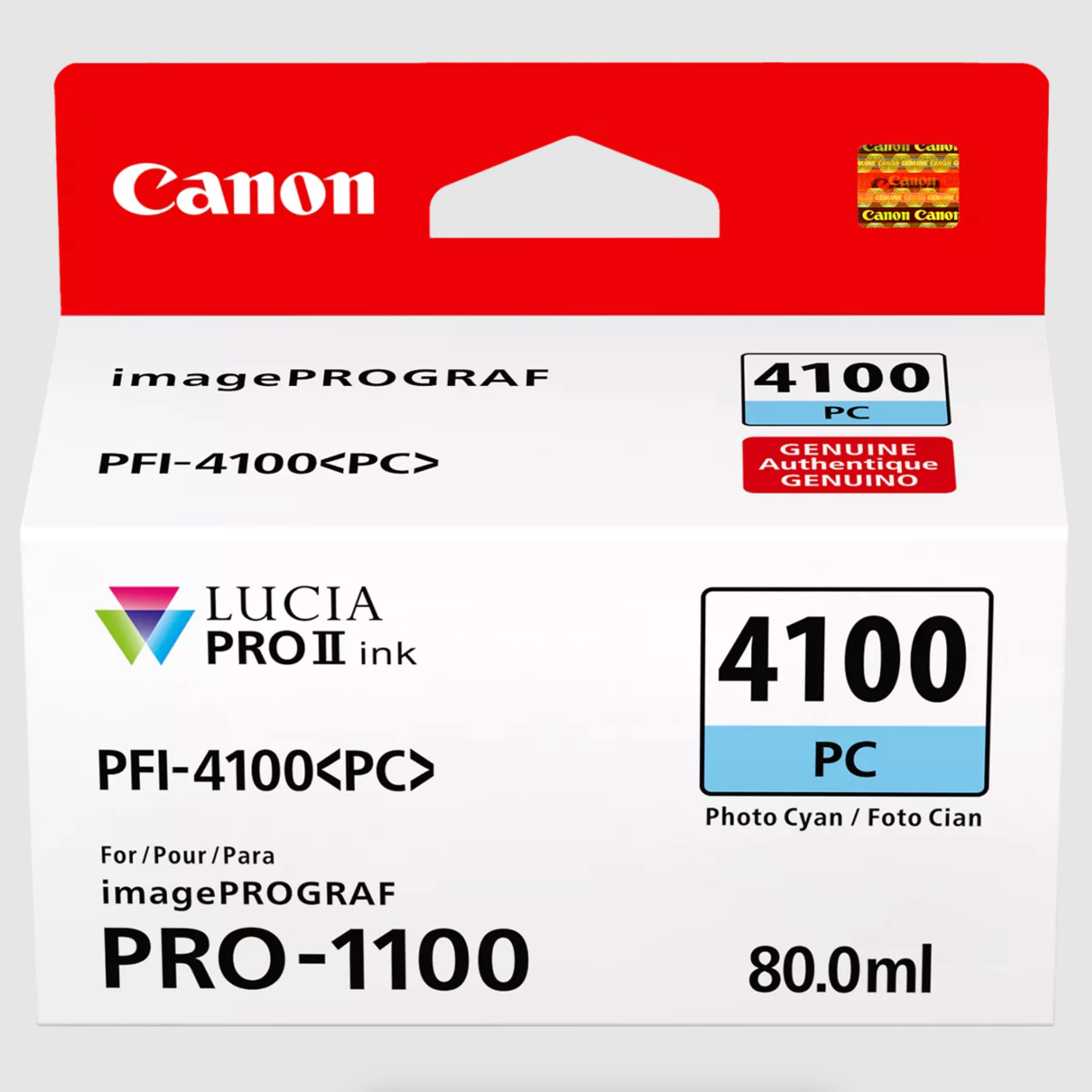 Canon PRO-1100 Printer Ink Cartridge - PFI 4100 Photo Cyan Pigment Ink Tank (80mL) | High-Quality Photo Printing for Professional Photographers & Graphic Designers | Perfect for Studio Prints, Art Reproductions & Fine Art Photography