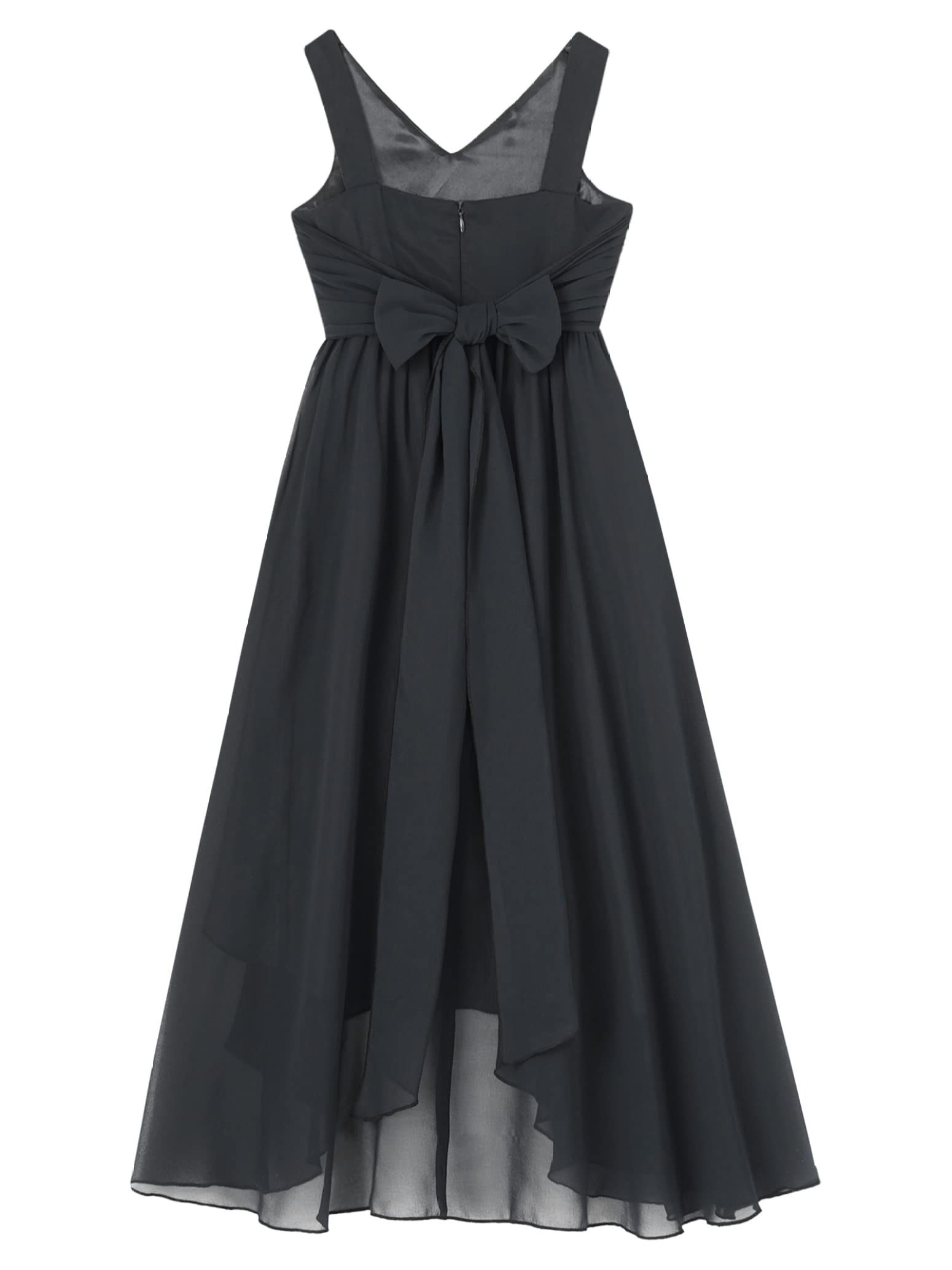 Girls' Flower Girl Dress - Sleeveless Chiffon Asymmetrical Bridesmaid Ball Gown for Weddings, Parties & Special Occasions