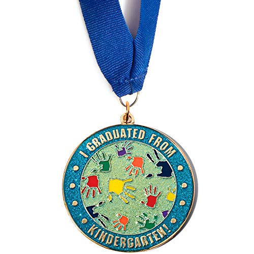 Medallion Kindergarten Grad With Blue Neck Ribbon