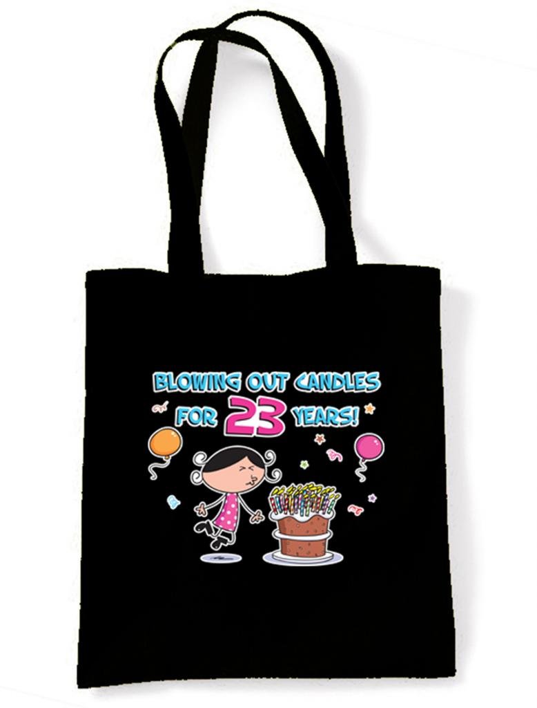 Women's 23rd Birthday Tribal T-Shirt with Candle Print & Matching Tote Shoulder Bag - Perfect for Birthday Parties, Girls Night Out & Festive Celebrations