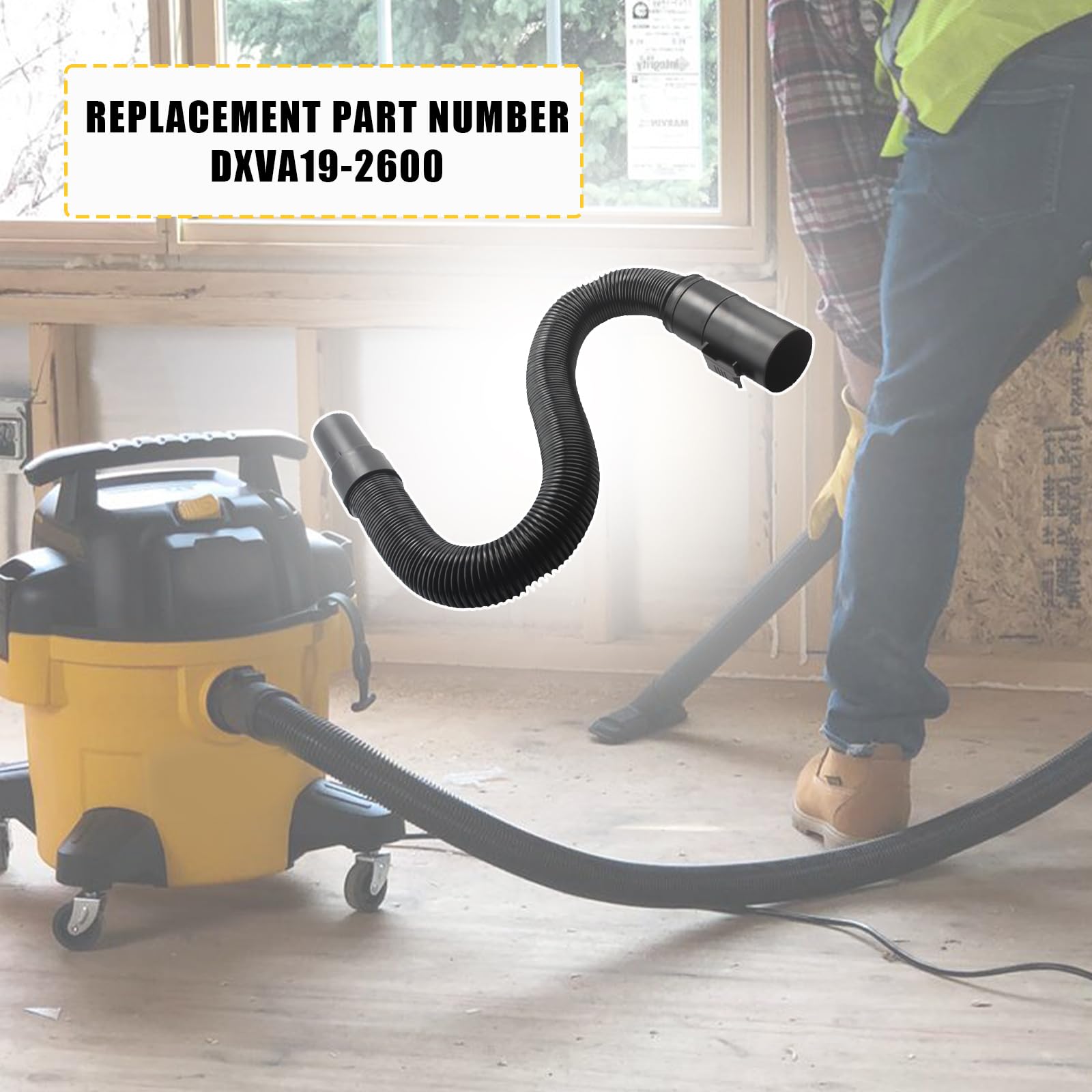 Dewalt DXV04T DXV05P DXV09P Replacement Vacuum Hose - Compatible with Wet Dry Vacuum Cleaners DXVA19-2600 - Perfect for Workshop, Garage and Home Cleaning