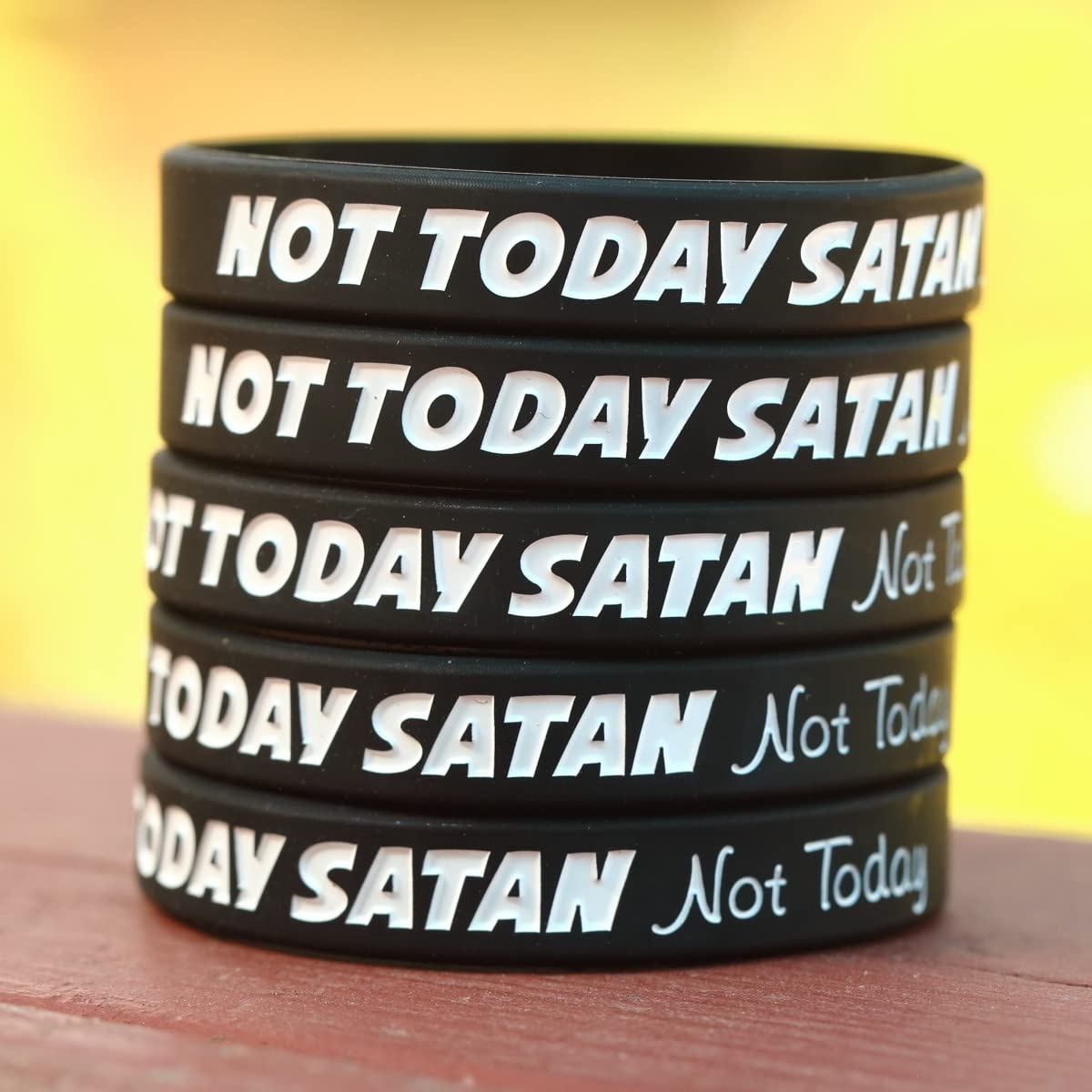 3 Pack Not Today Satan Silicone Wristband Bracelets - Motivational Wrist Bands for Women & Men, Funny Christian Gift for Bible Study, Church, Daily Inspiration