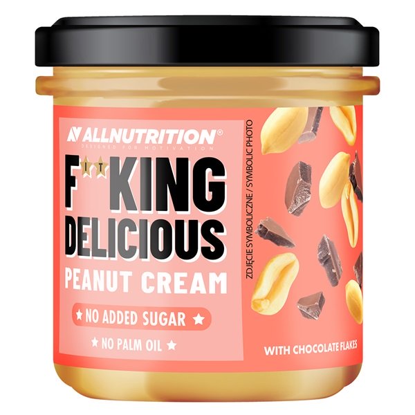 Allnutrition Fitking Delicious Peanut Butter with Chocolate Flakes - 350g Protein Spread for Fitness, Bodybuilding & Healthy Snacking - Perfect for Toast, Smoothies & Post-Workout Recovery