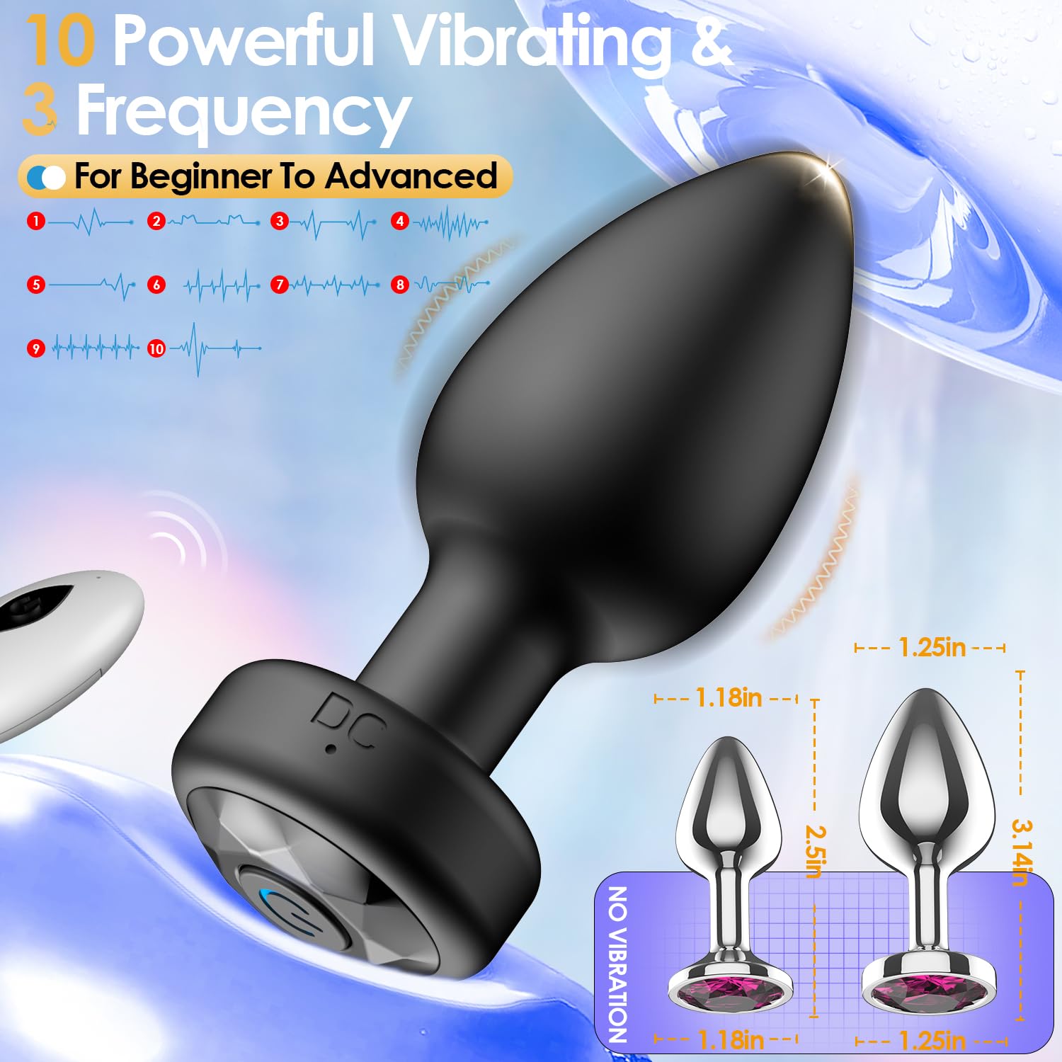 10-Speed Vibrating Anal Plug with Remote Control - 3PCS Metal Prostate Massager for Men & Women | Remote Controlled Adult Sex Toy for Couples Play & Solo Pleasure | Perfect for BDSM, Roleplay & Sensual Exploration