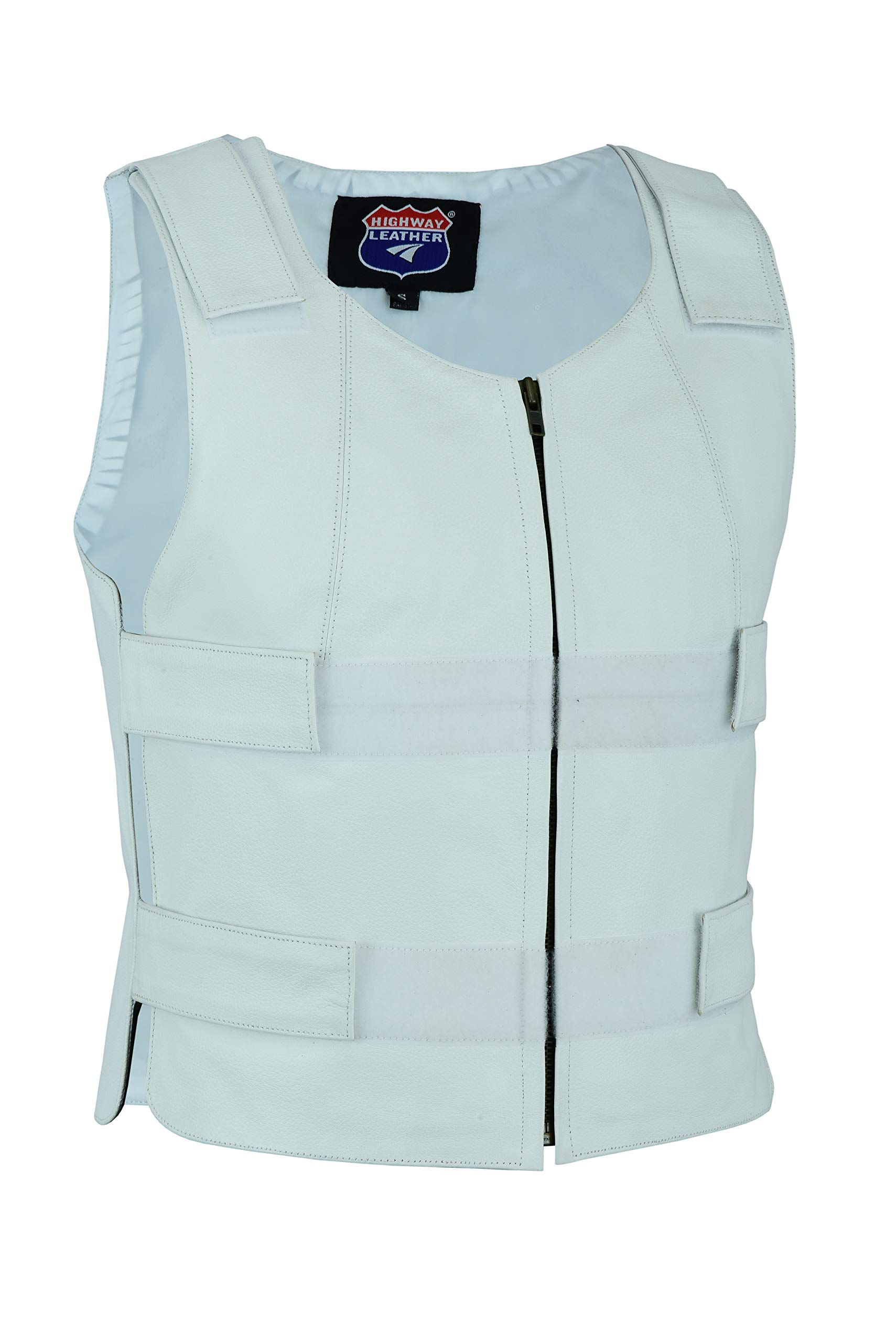 White Leather Motorcycle Vest for Women - Bulletproof Style Biker Jacket - Perfect for Riding, Motorcycle Clubs & Fashion Outfits
