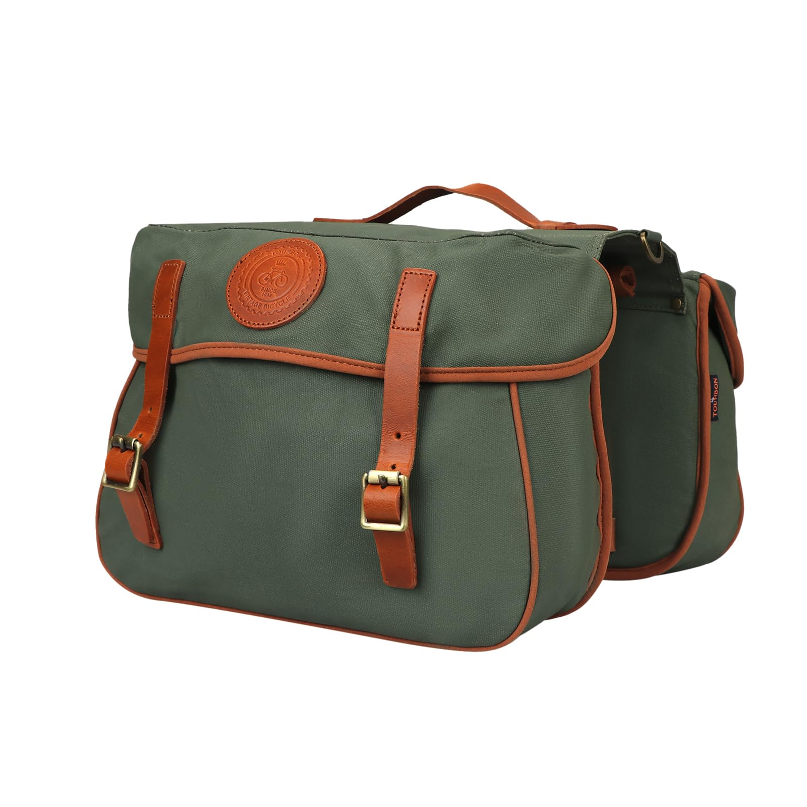 Waterproof Canvas Bicycle Pannier Bags - Tourbon Bike Rear Seat Carrier Bag with Double Side Panniers for Cycling, Commuting & Outdoor Adventures