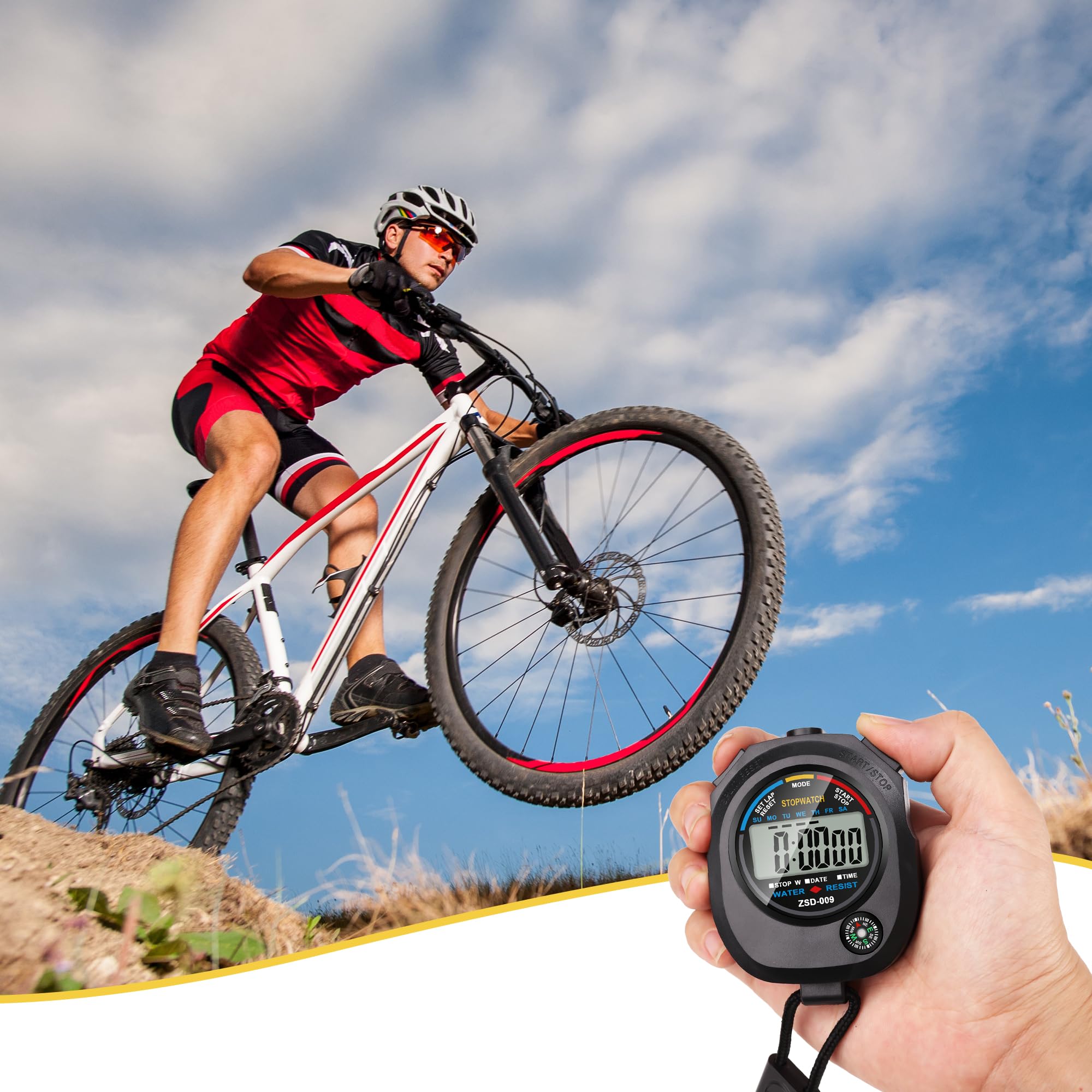 2 Pack Digital Stopwatch Timer with 2 Whistles - Waterproof Sports Stopwatch with Large LCD Display, Date, Time & Alarm - Ideal for Swimming, Running, Fitness Coaches & Athletes - Perfect for Training, Competitions & Outdoor Activities - Black