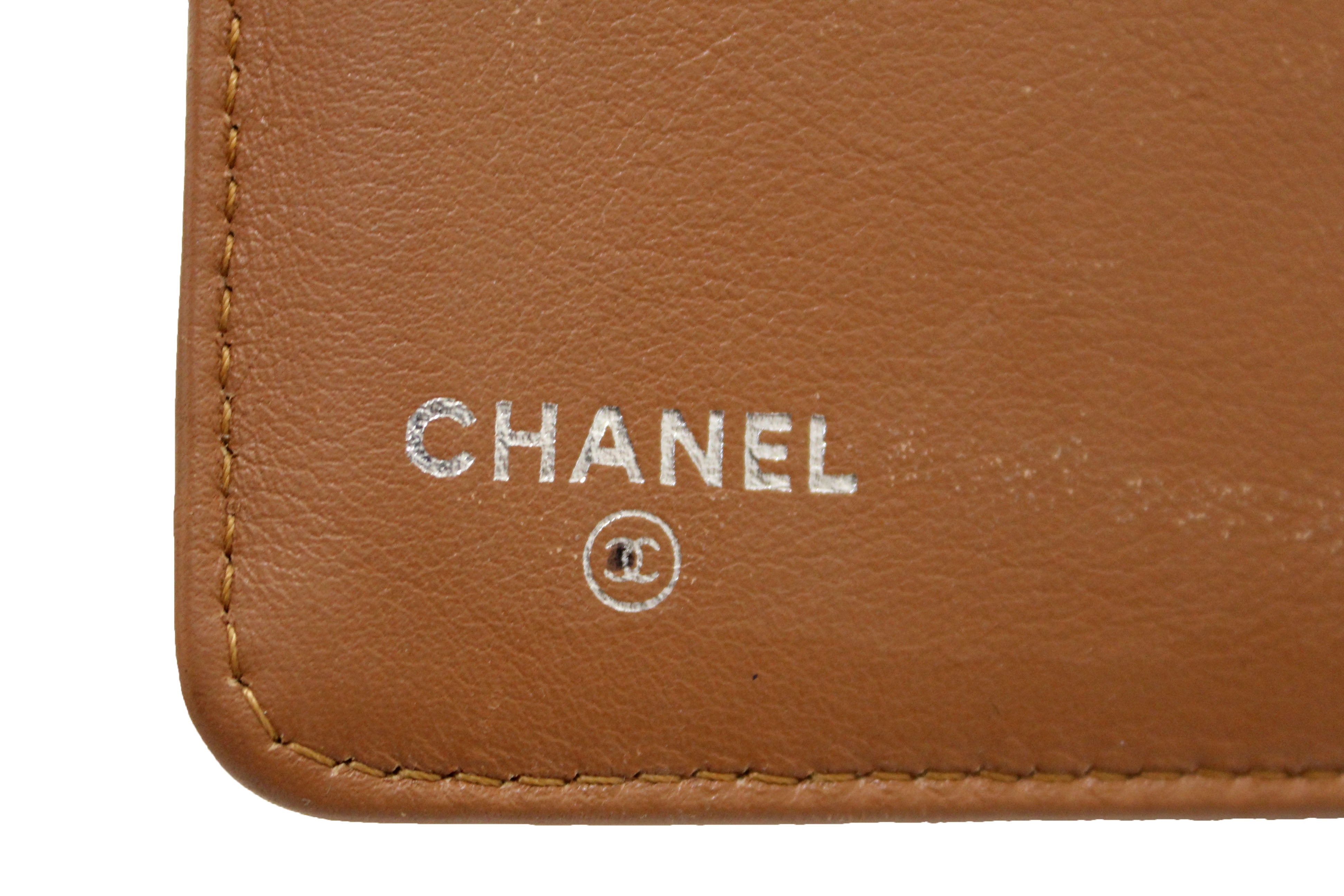Authentic Chanel Vintage Brown Quilted Caviar Leather Bifold Wallet for Women - Luxury Designer Handmade Purse with Credit Card Slots - Perfect for Everyday Use, Gift Giving & Special Occasions