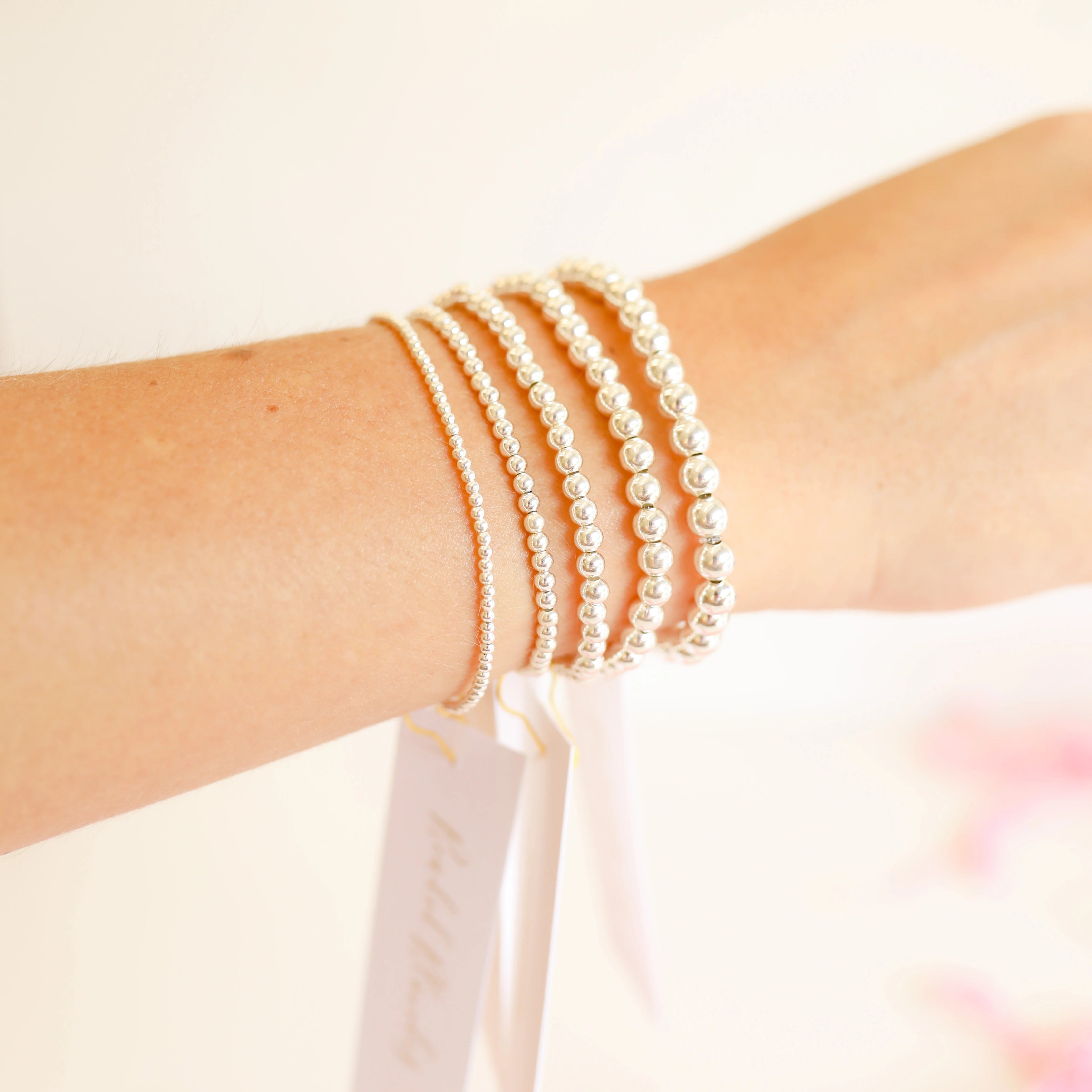 2MM Silver Beaded Bracelet for Women - Elegant Stackable Beaded Jewelry - Perfect for Everyday Wear, Gift Giving & Special Occasions